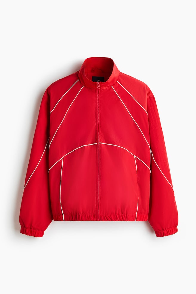 Trainingsjacke mit Colourblocking - Rot/Dunkelgrün - 1