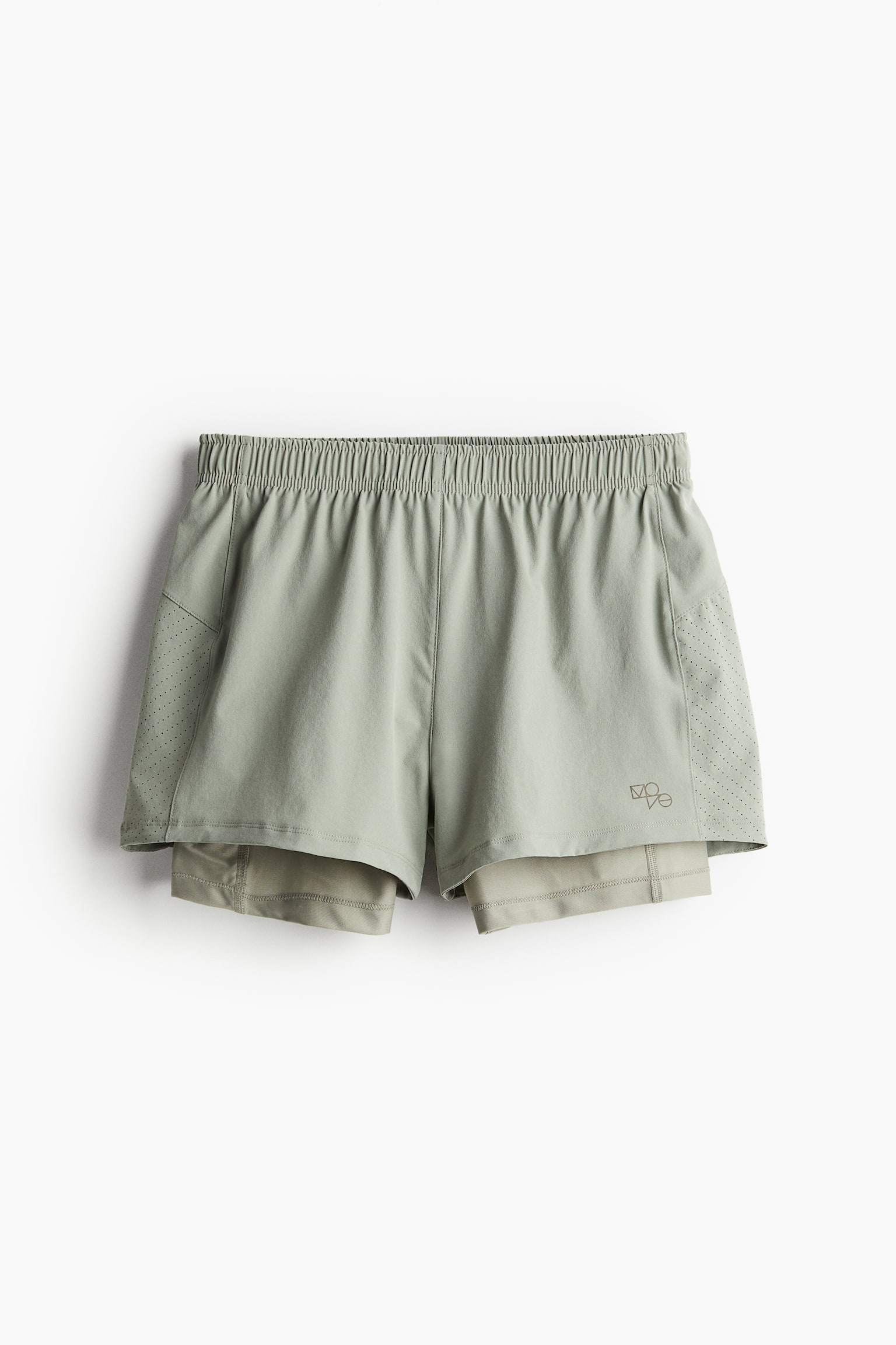 Double Layer Running Shorts In DryMove™ - Light khaki green/Steel blue/Light beige/Black - 2