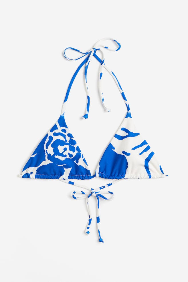 Haut de maillot triangle - Bleu vif/blanc/fleuri - 2