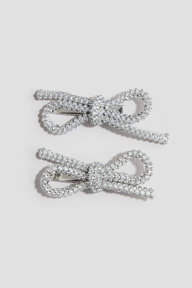 2-Pack Hair Clips - White/silver-colored/Gold-colored/White - 1