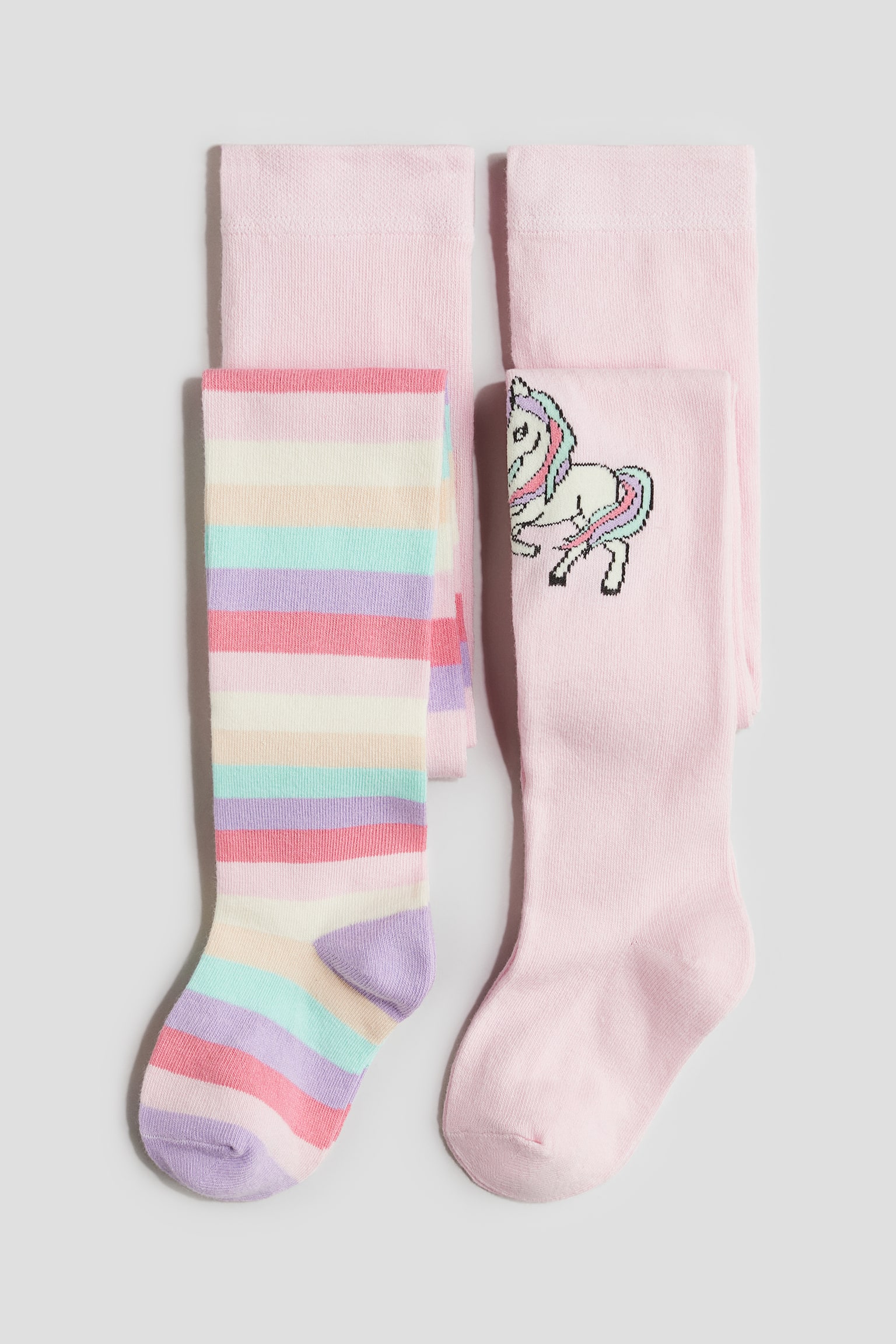 2-pack fine-knit tights - Pink/Rainbow-striped/Natural white/Stars/White/Bows/Beige/Black/Silver-coloured/Gold-coloured/Pink/Hearts/Pink/Bunnies/White/Spotted/Cream/Rainbows - 1