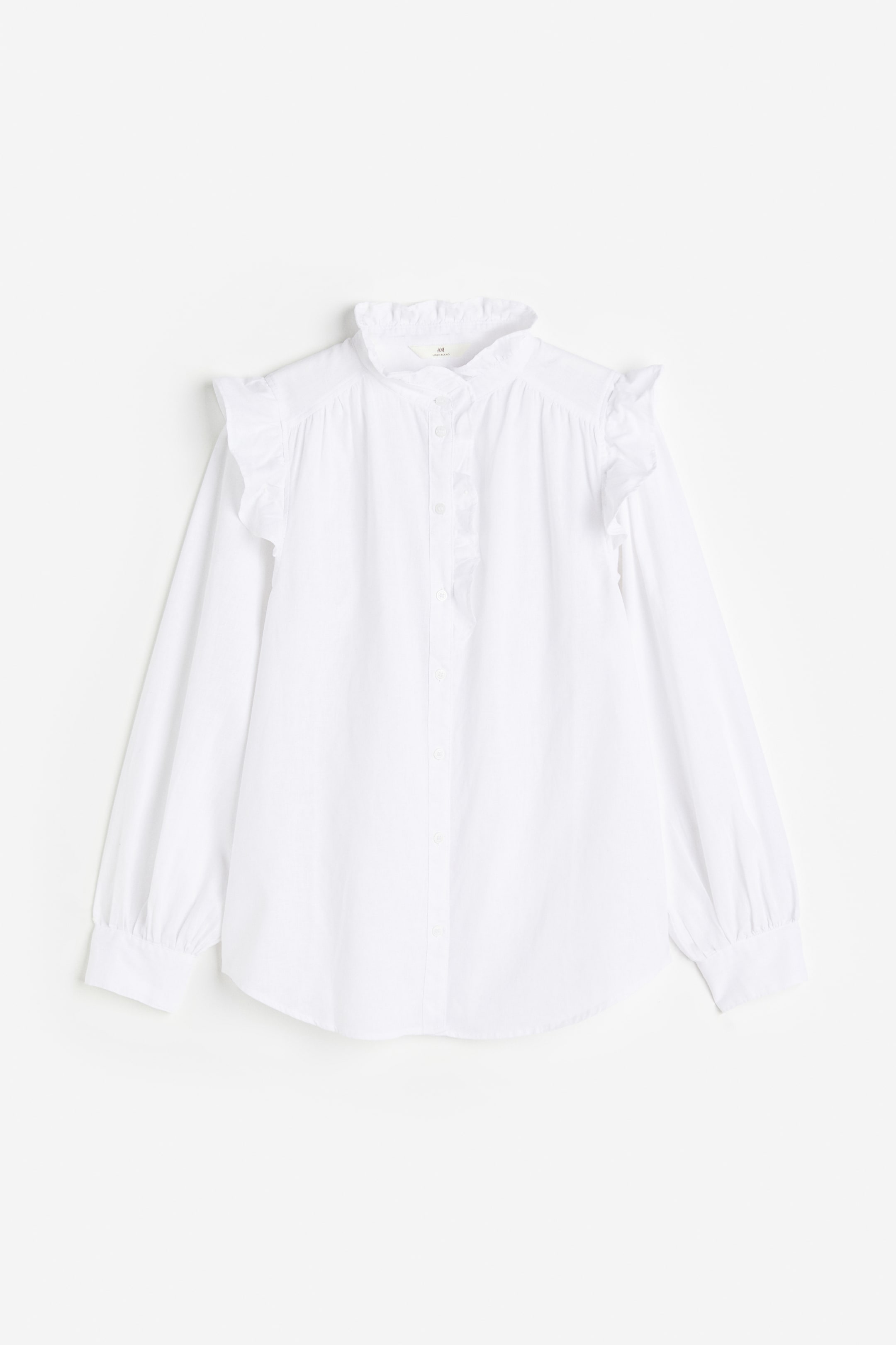 Ruffle-trimmed Linen-blend Blouse