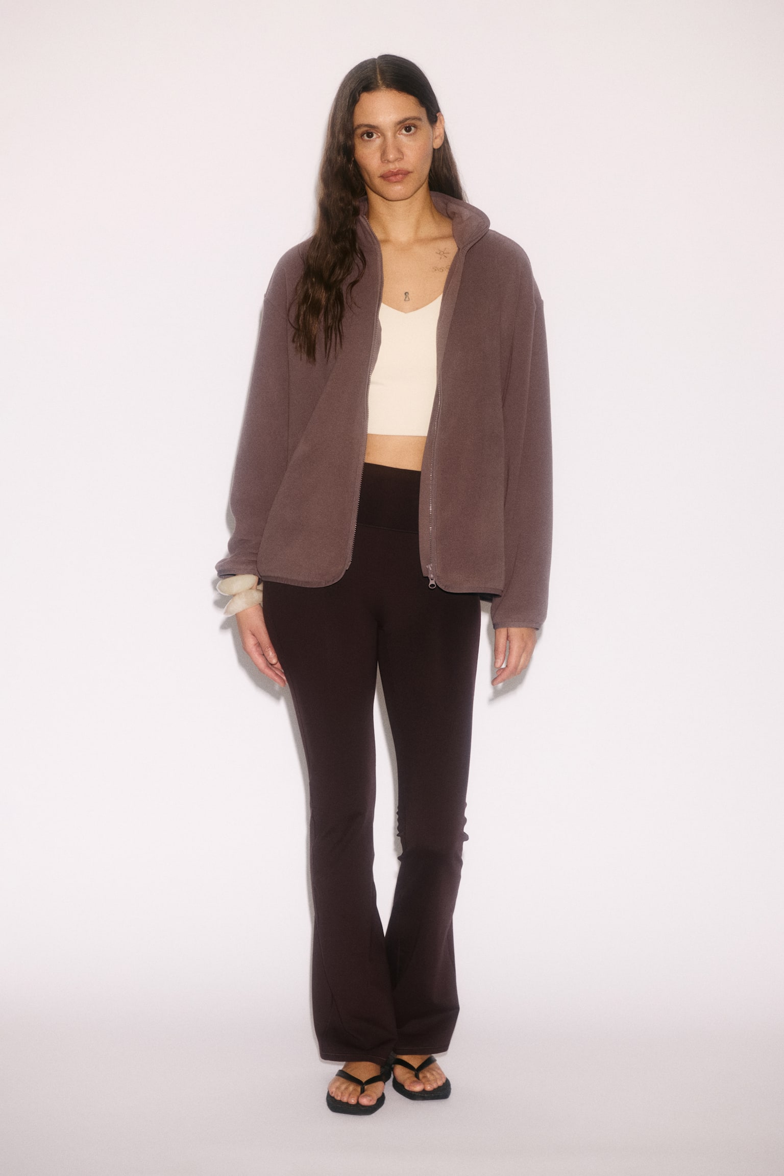 Флісова спортивна куртка Regular Fit - Приглушений фіолетовий/Світло-абрикосовий - 1