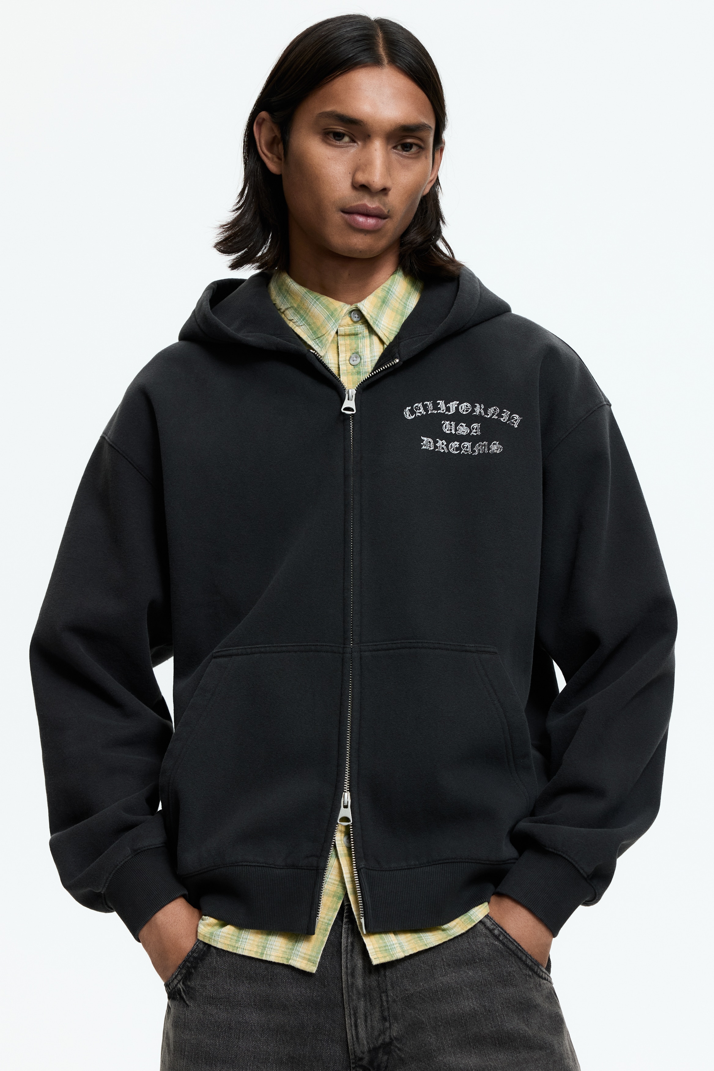 Loose Fit Printed zip-through hoodie - Чорний/California - Men