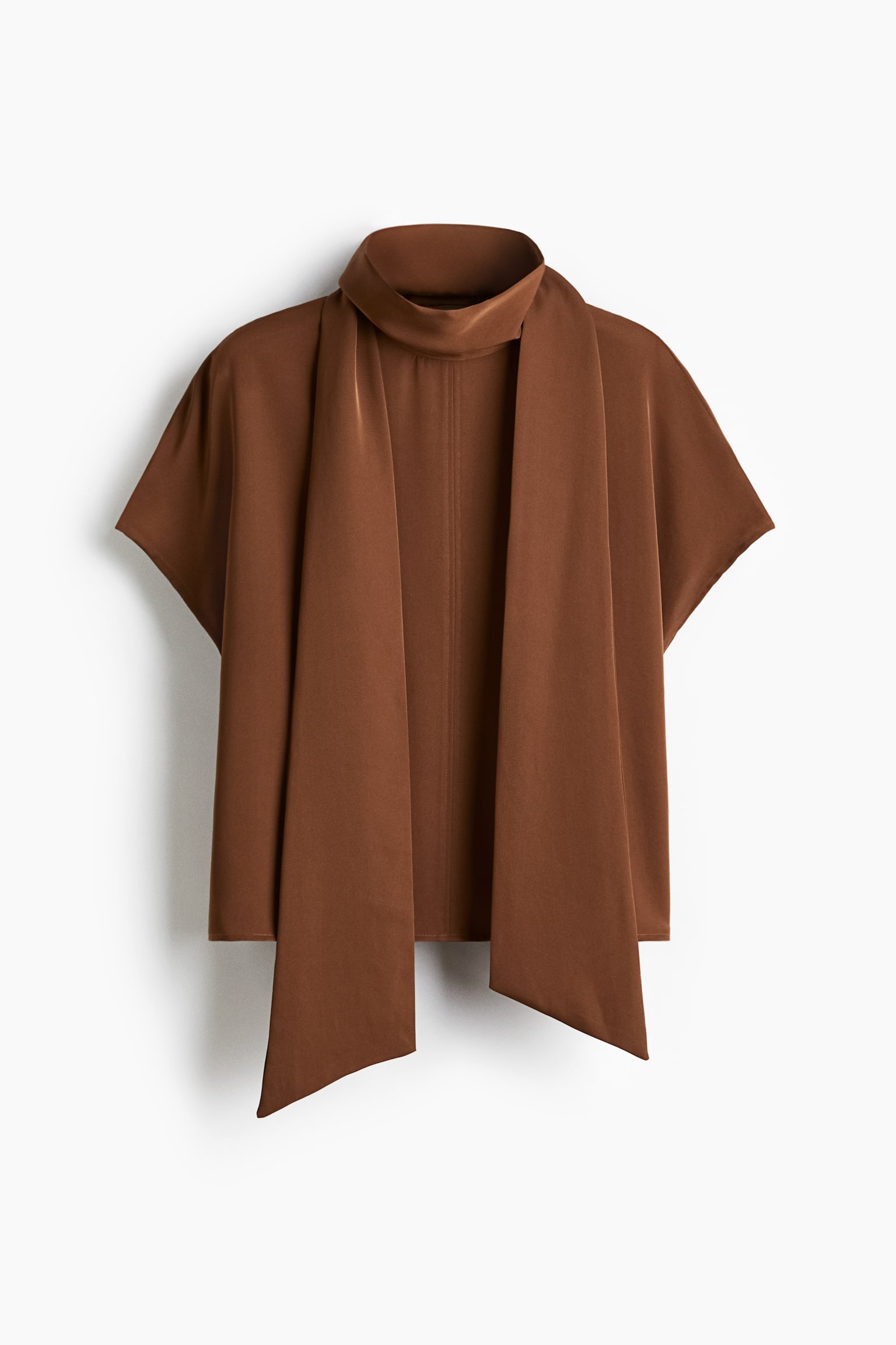 Áo kiểu có cổ kiểu khăn quàng - Màu nâu - 1