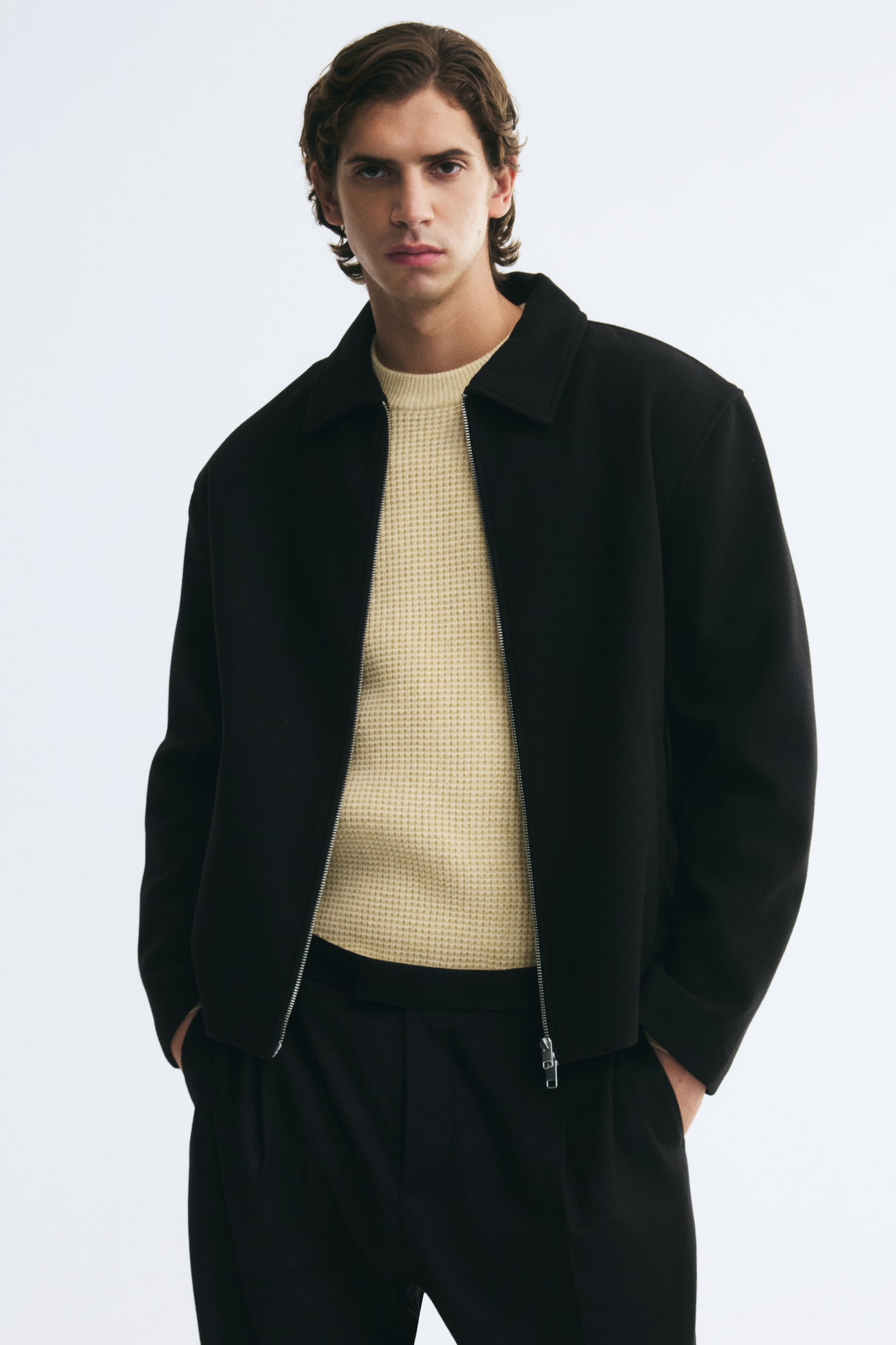 Overshirt - Black/Dark beige - 1