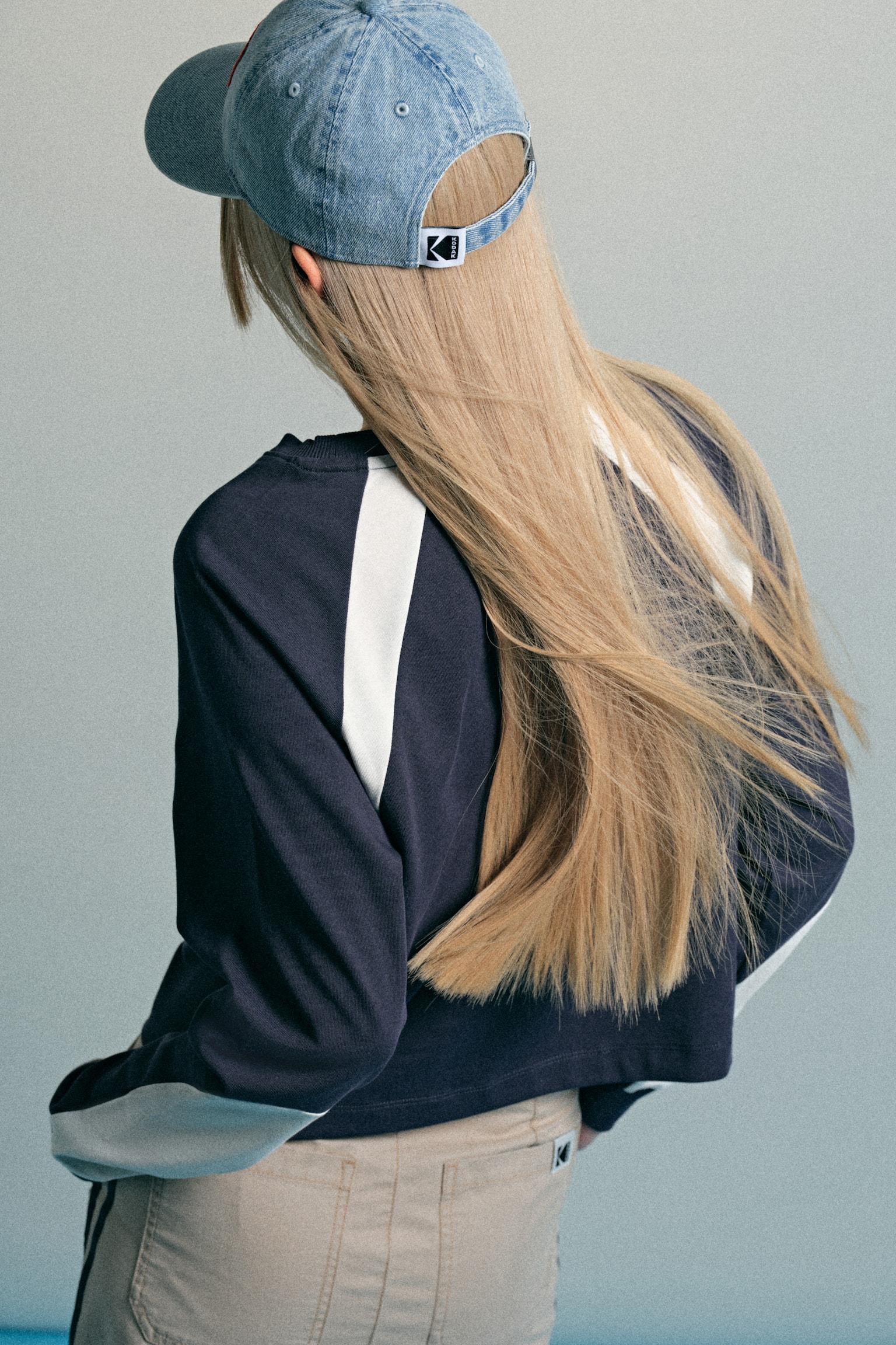 拼色棉質上衣 - 海軍藍/Kodak/酒紅色/Kodak - 4