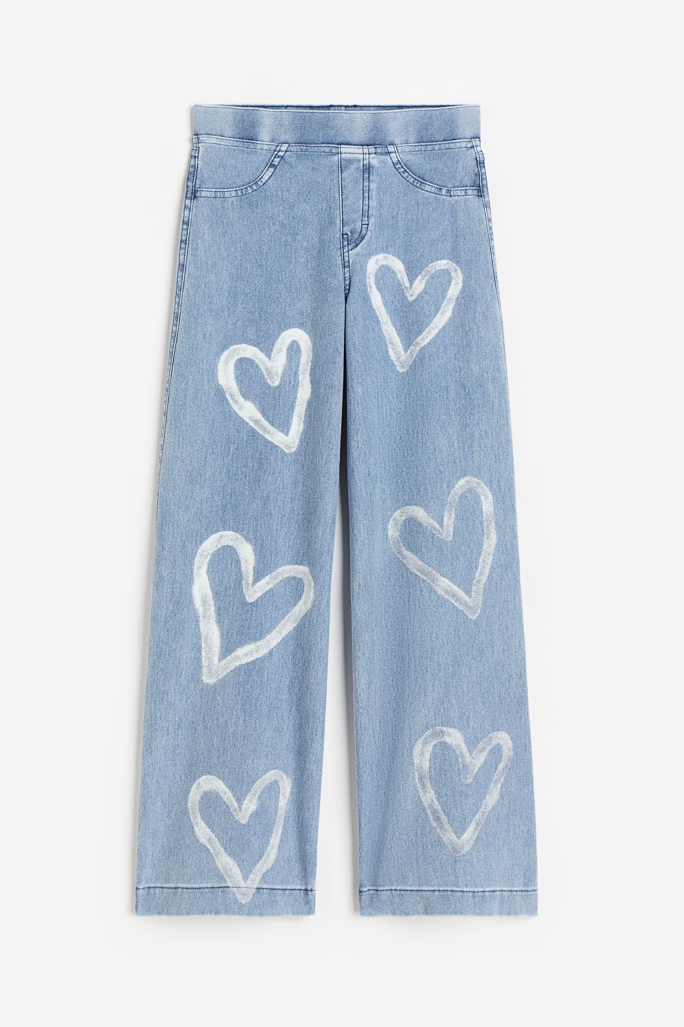Light denim blue/Stars Wide trousers for kids | H&M