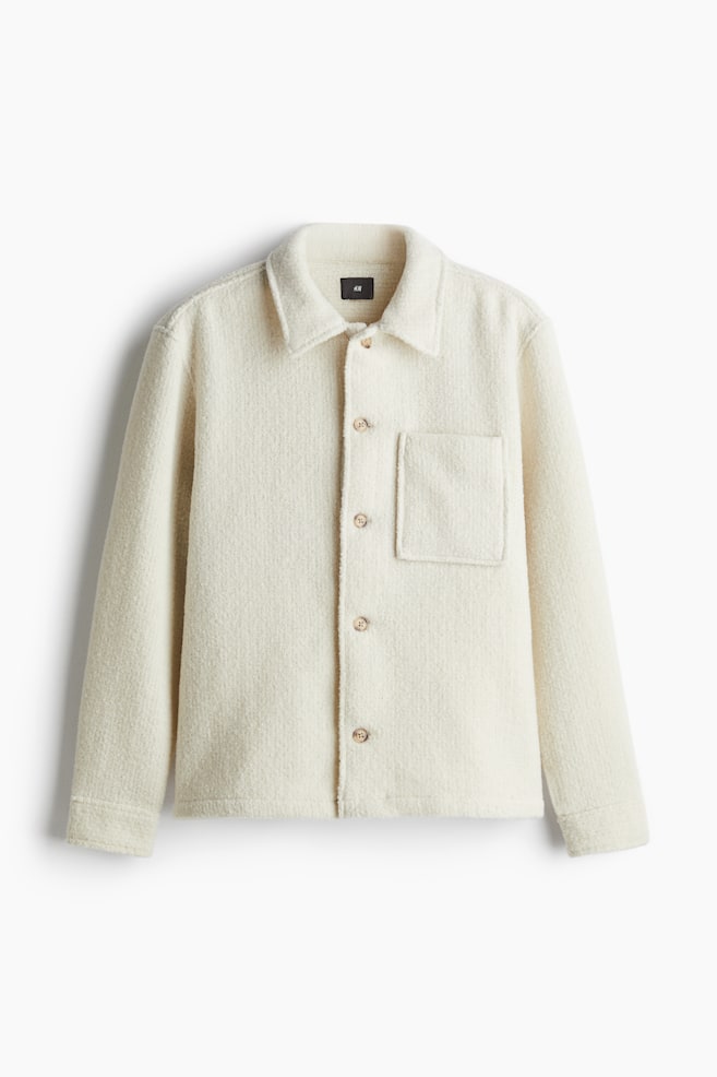 Loose Fit Bouclé overshirt - White - 1