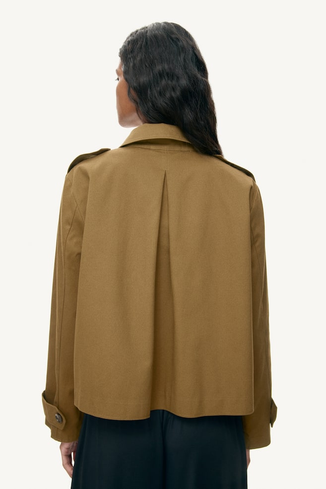 Veste façon trench en coton - Vert kaki foncé/Beige/Beige foncé - 4
