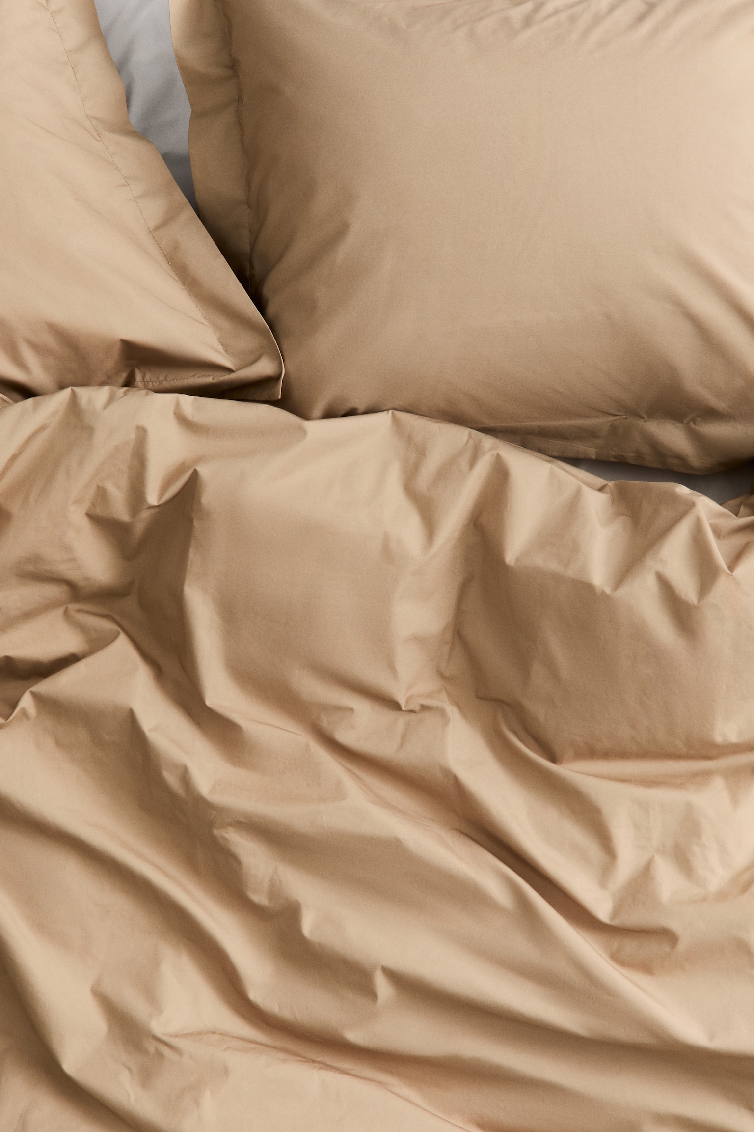 Double/king cotton percale duvet cover set - Beige/Light mole/Brown/Light grey/White/Light pink - 3