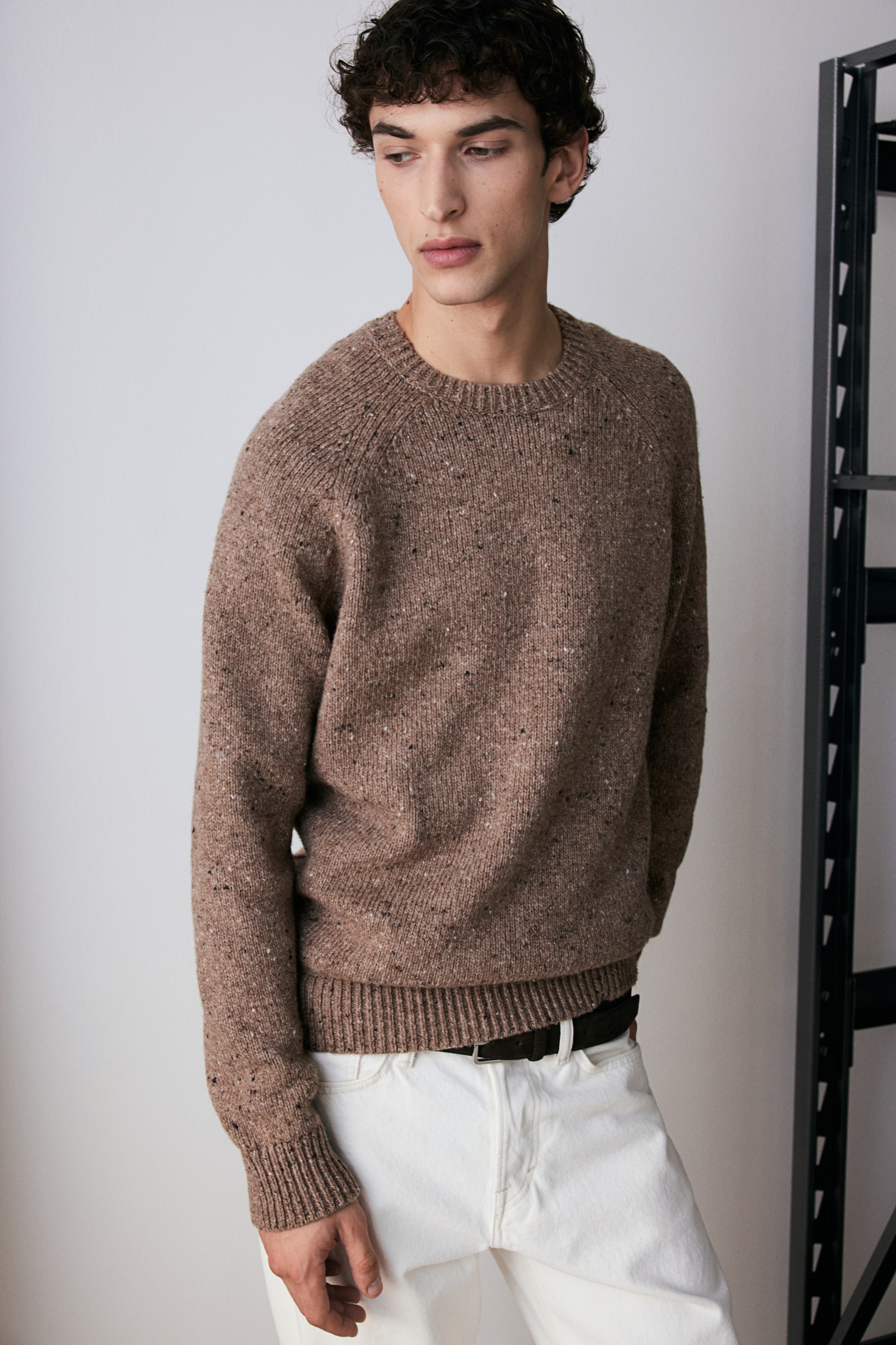 Regular Fit Wool-blend jumper - Light brown marl - Men | H&M GB 4