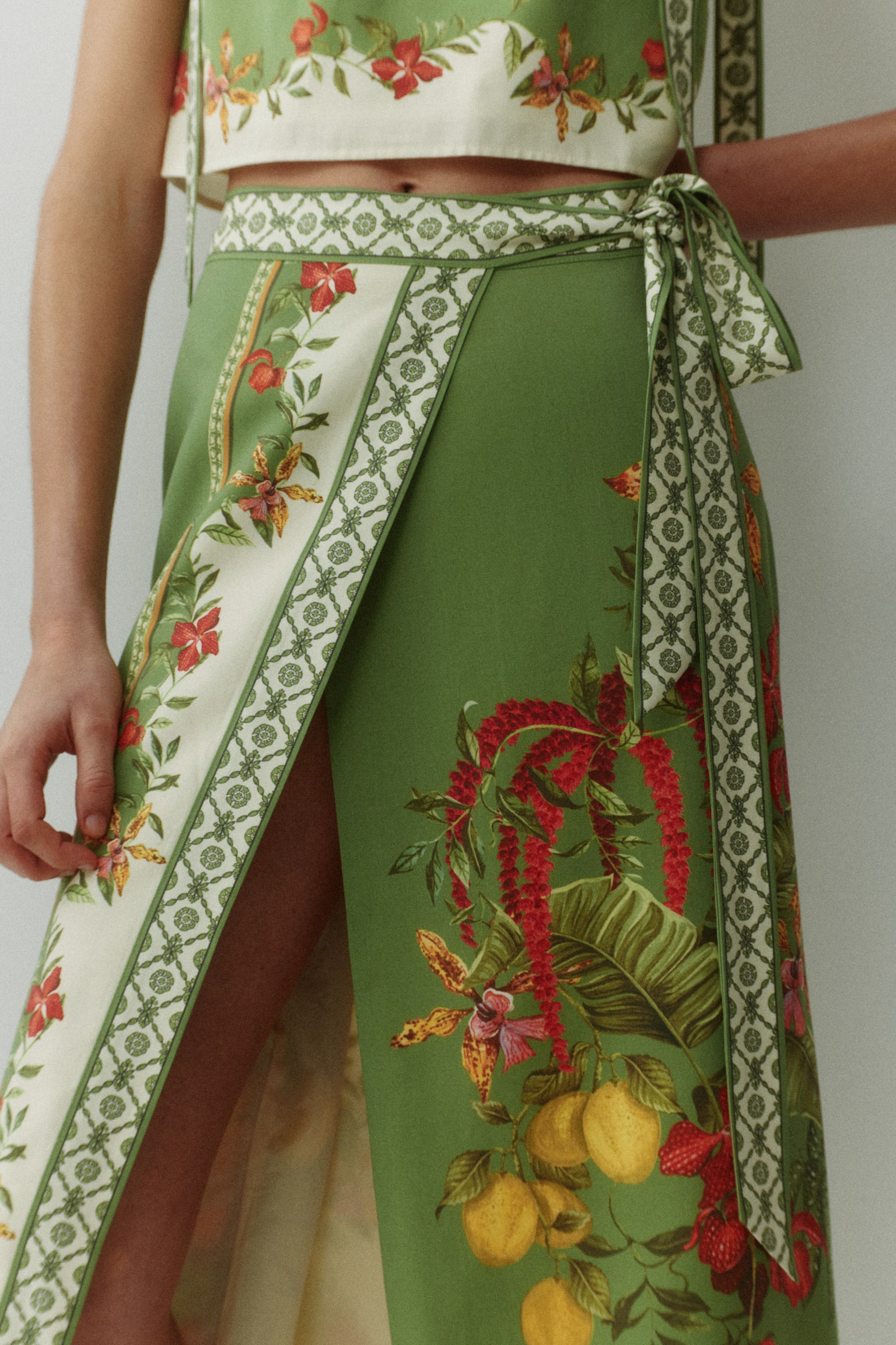 Midi wrap skirt - Green/Flowers - 6