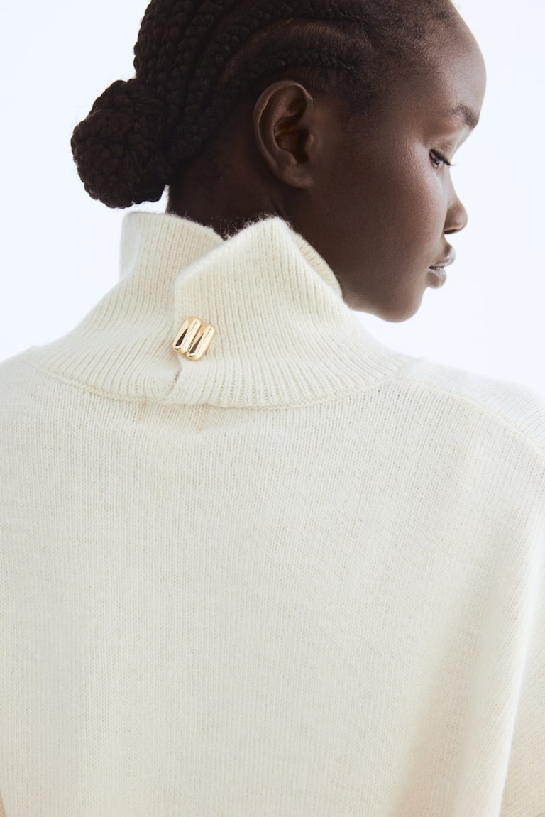 Oversized Mock-Turtleneck Sweater Cream Ladies H&M US