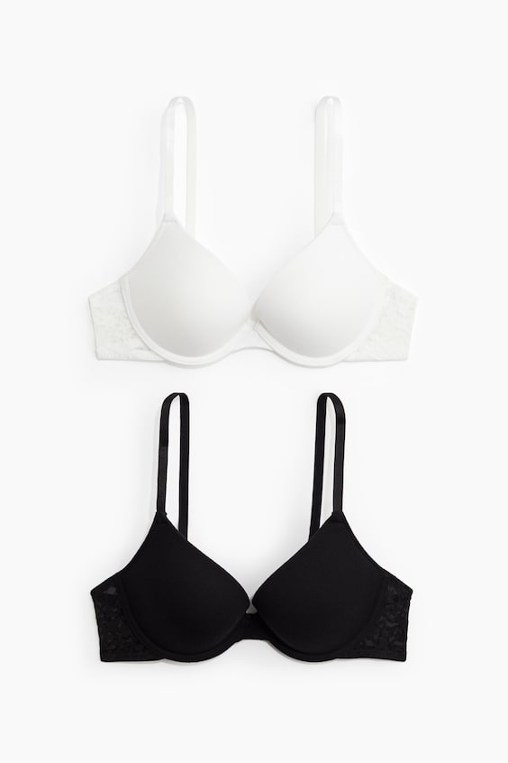 Женское бра push-up H&M, хлопок, набор 2 шт