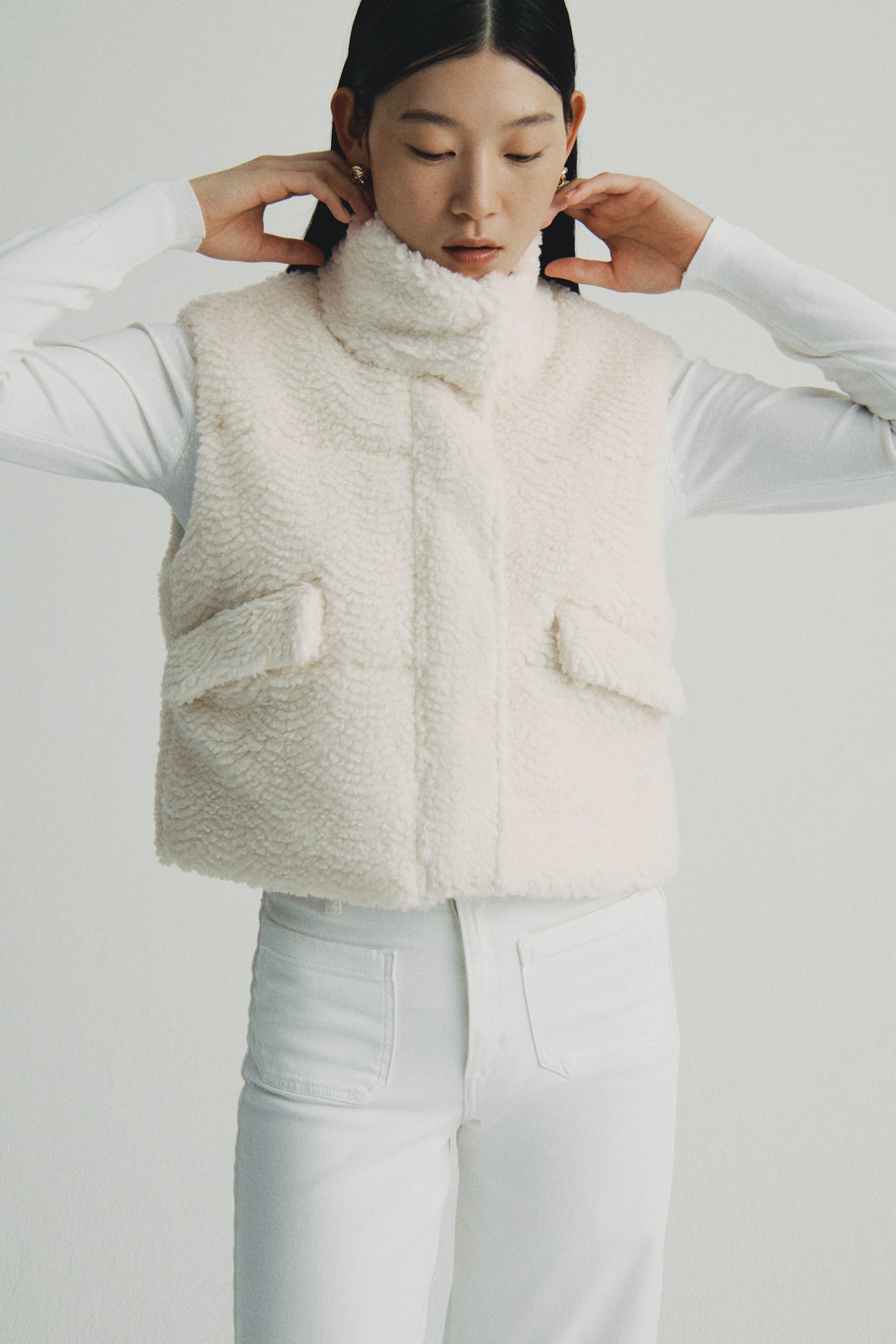 테디 퍼프 베스트 - 크림 - 1