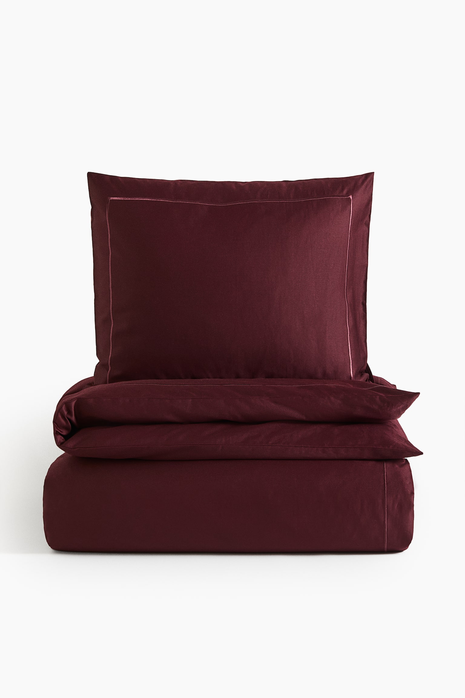 Set funda de duvet individual en satín de algodón - Borgoña/Verde oscuro/Gris pardo oscuro/Blanco/Rosa palo/Gris pardo claro