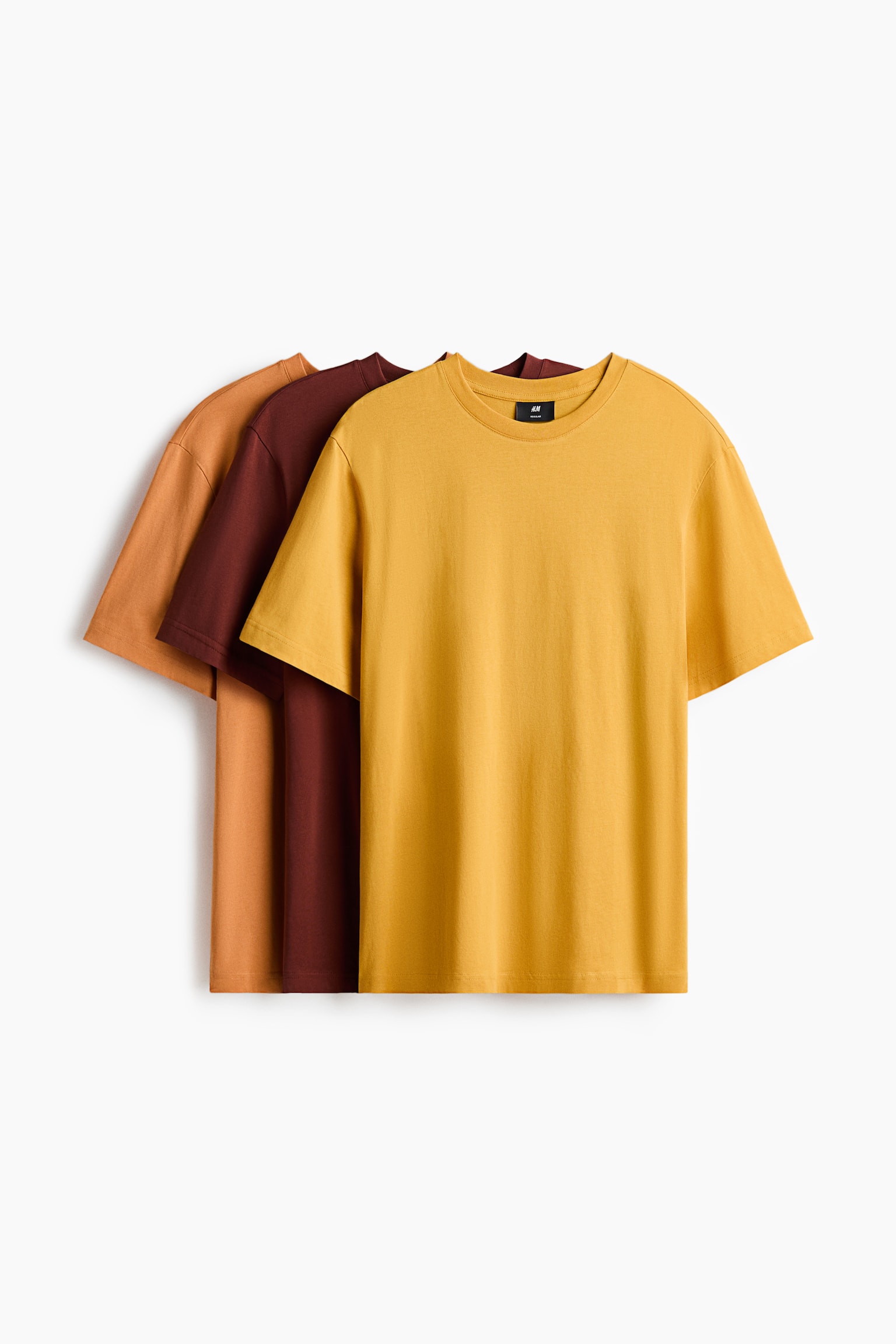 3-pack Regular Fit T-shirts - Yellow/Burgundy/Orange/Navy blue/Blue/White/Lilac/White/Black/Dark brown/Light blue/Green/Dark teal/Brown/Light grey/Grey marl/Black/White