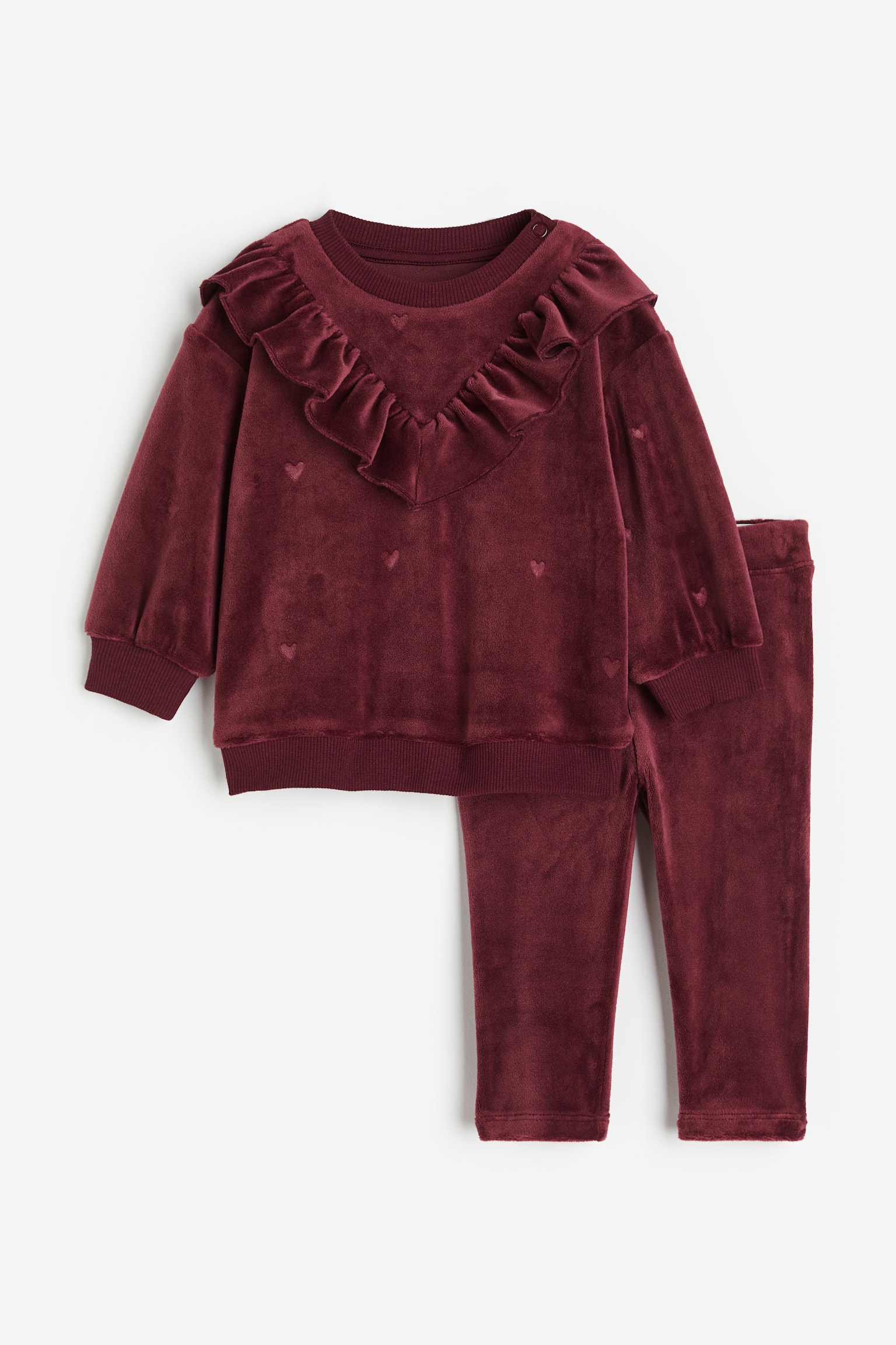 2-piece Velour Set - Dark red/Emerald green - 1