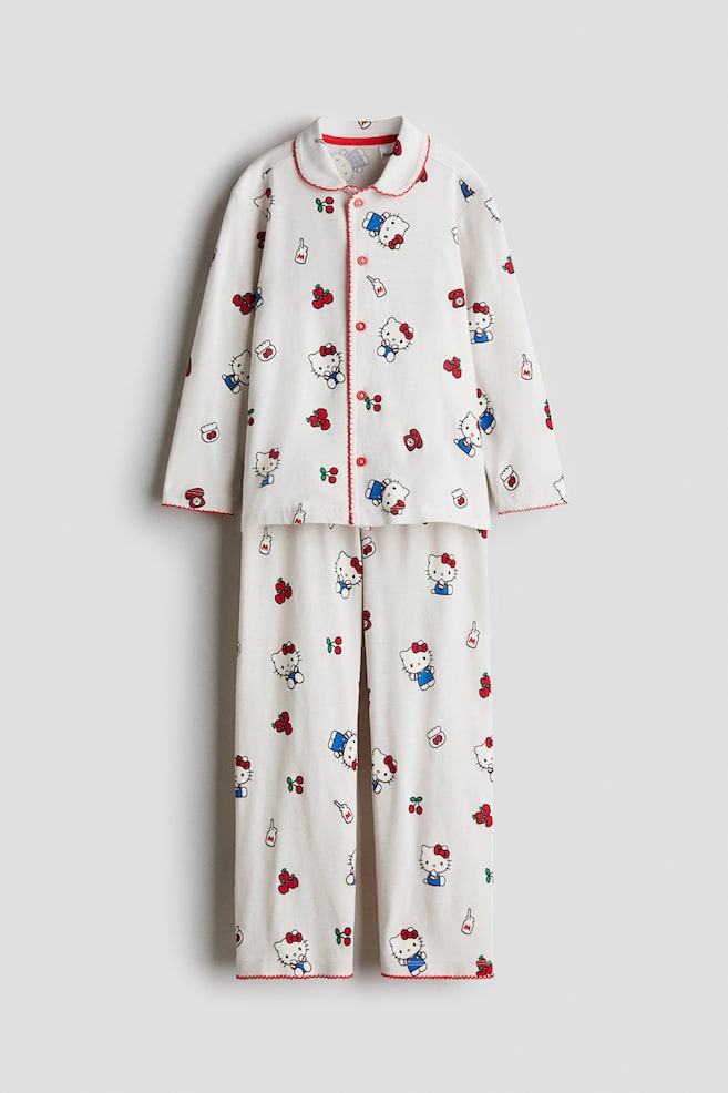 Pijama din bumbac cu imprimeu - Alb/Hello Kitty - 1