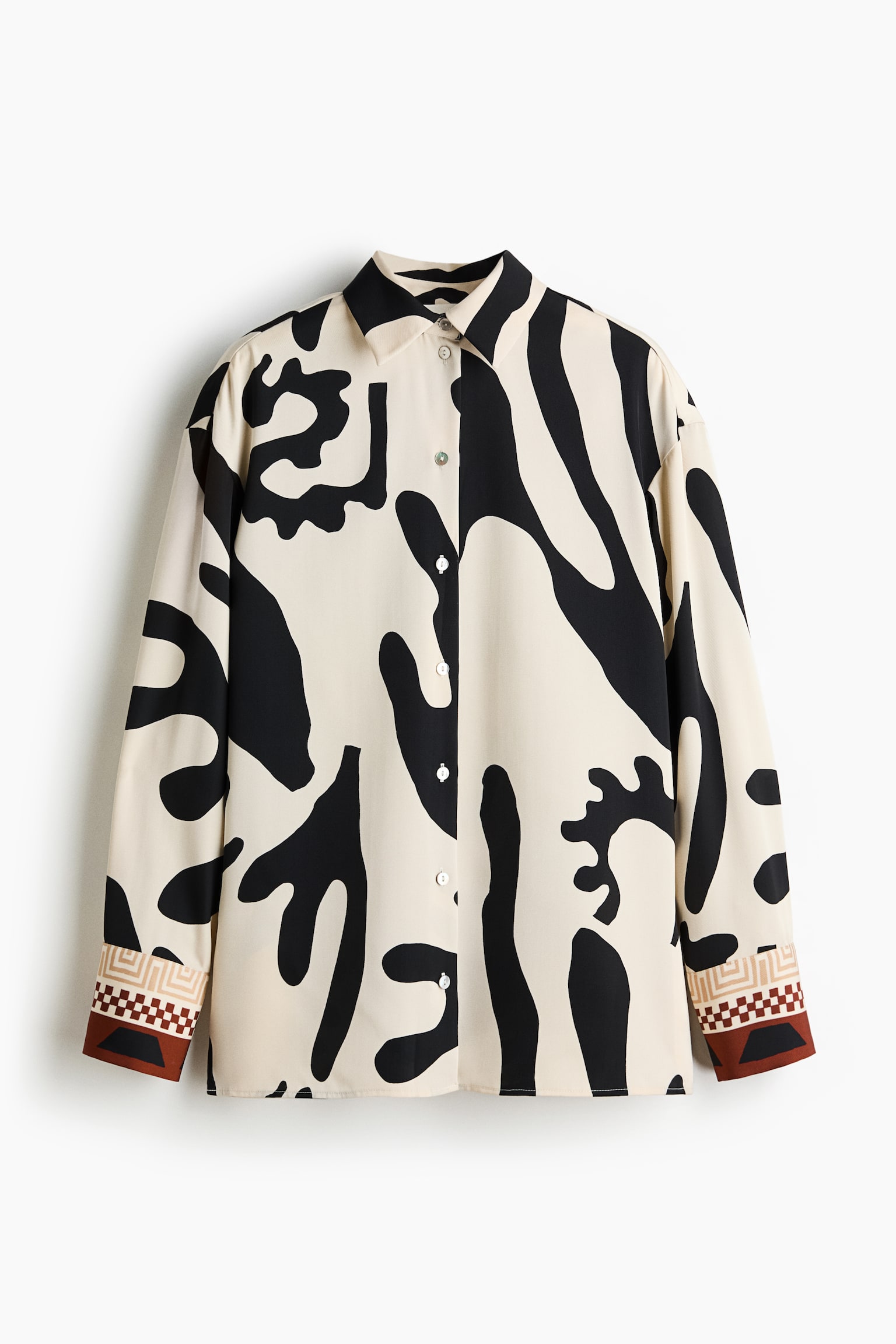 Printed twill shirt - Cream/Black patterned - 2
