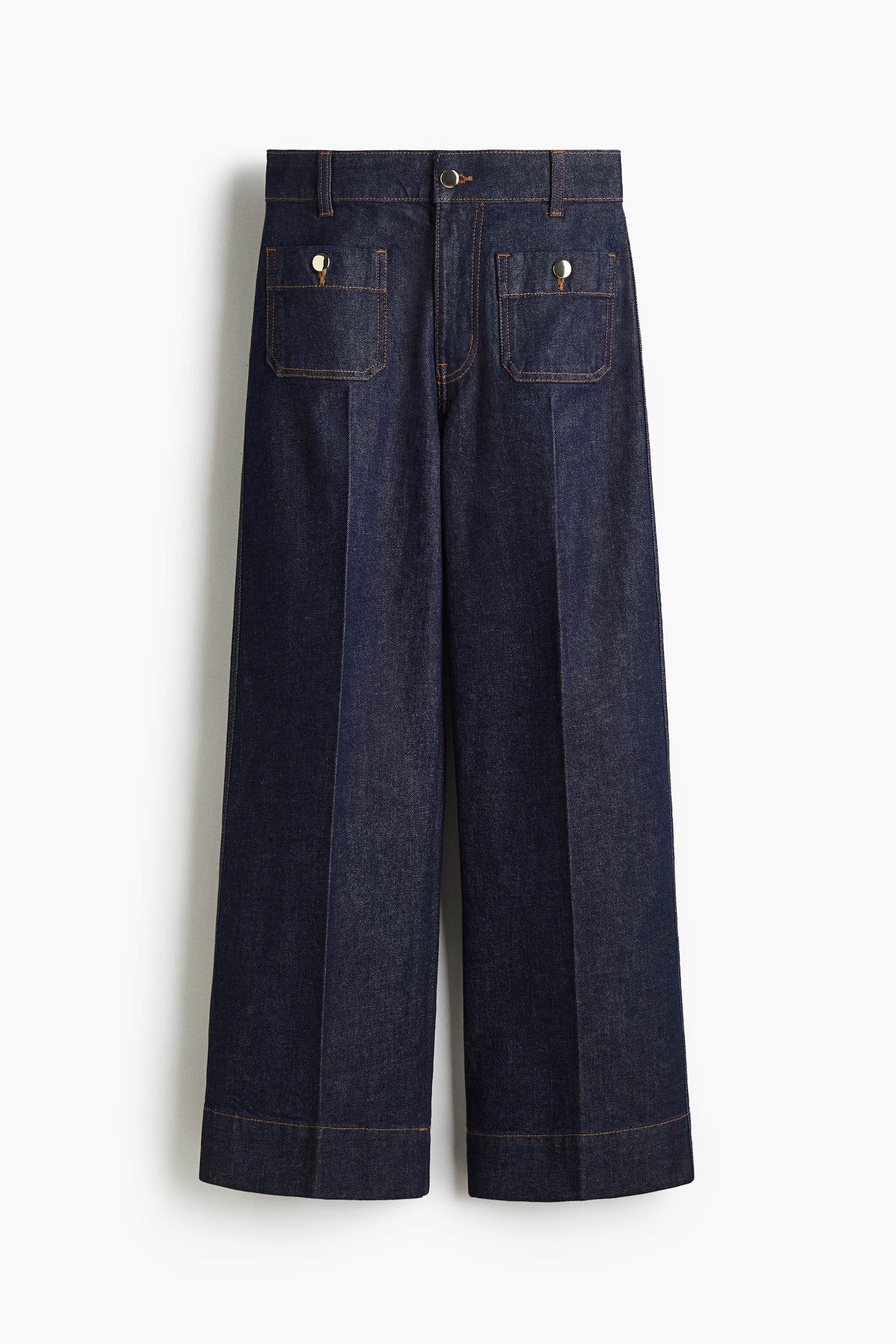 Женские джинсы H&M Wide High Ankle, цвет: Тёмный джинсовый синий — фото 1