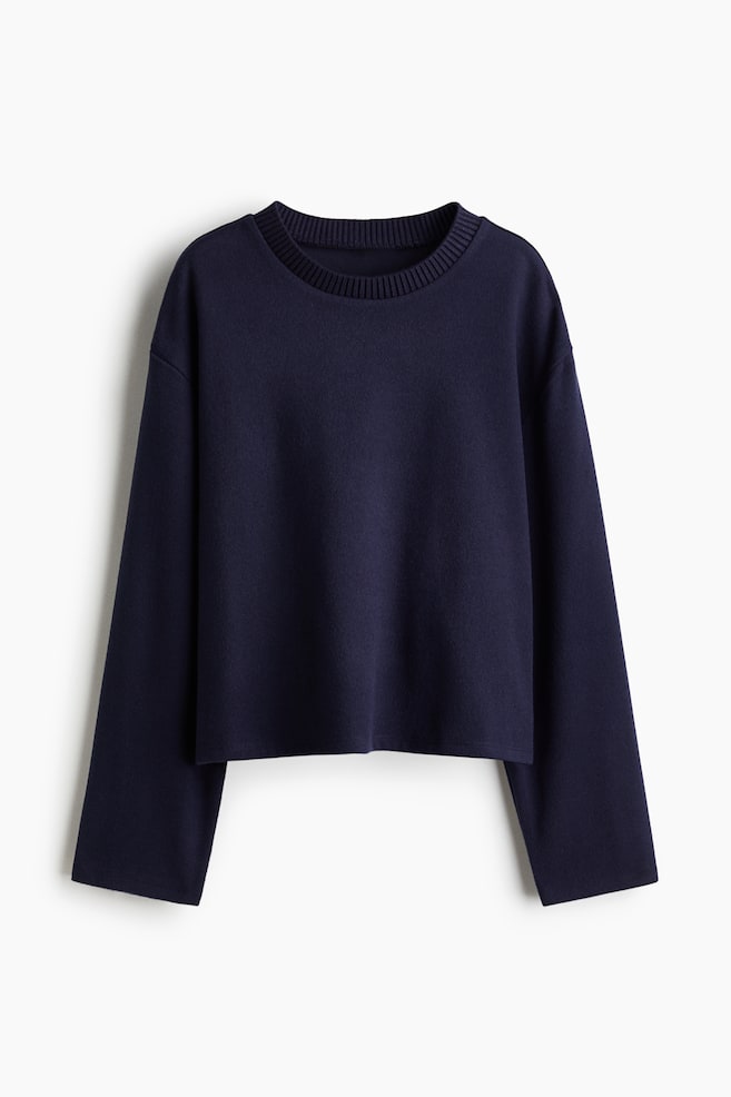 Oversized Sweatshirt - Marineblau/Hellbeige - 1