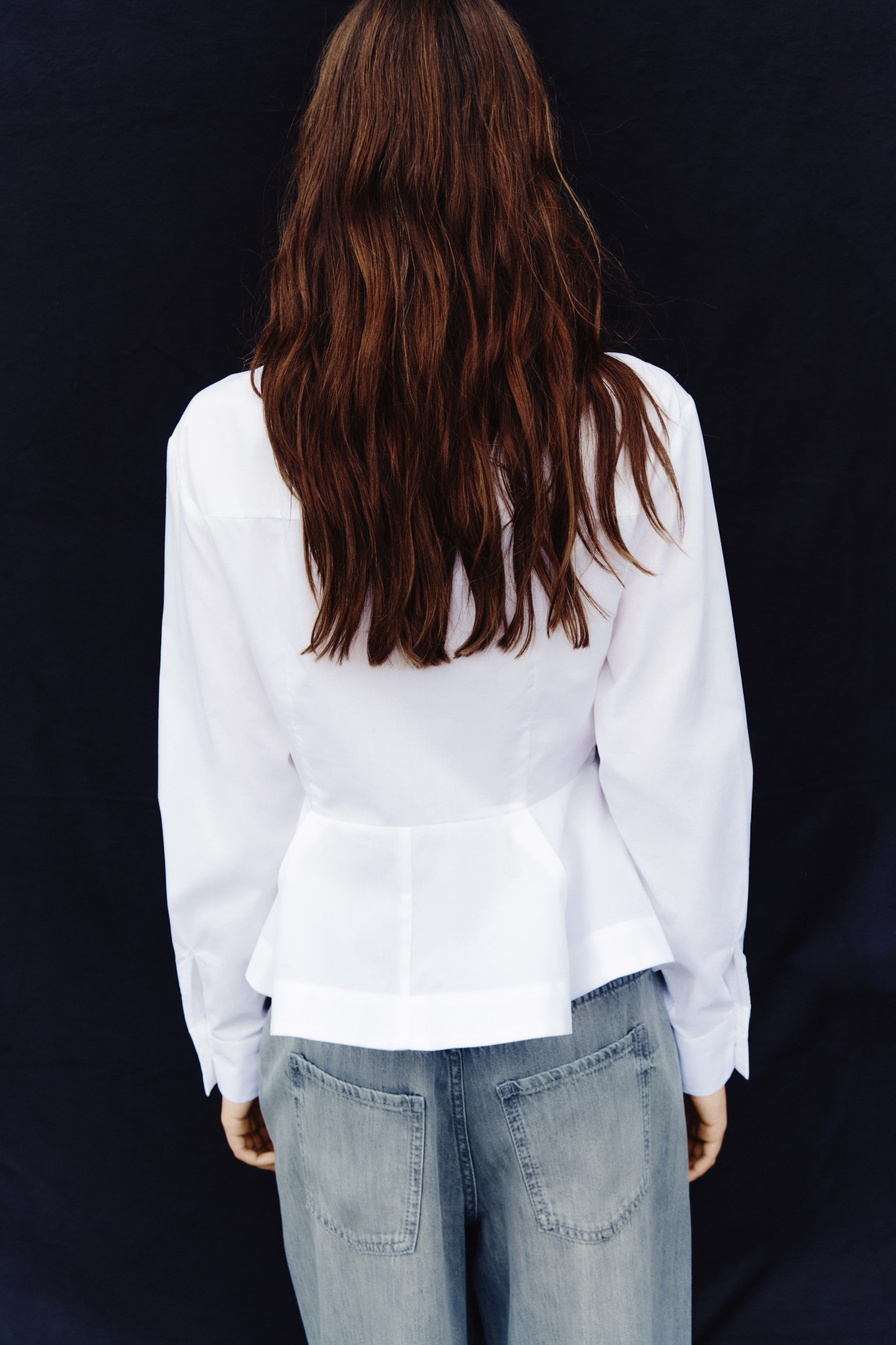 Chemise péplum en popeline