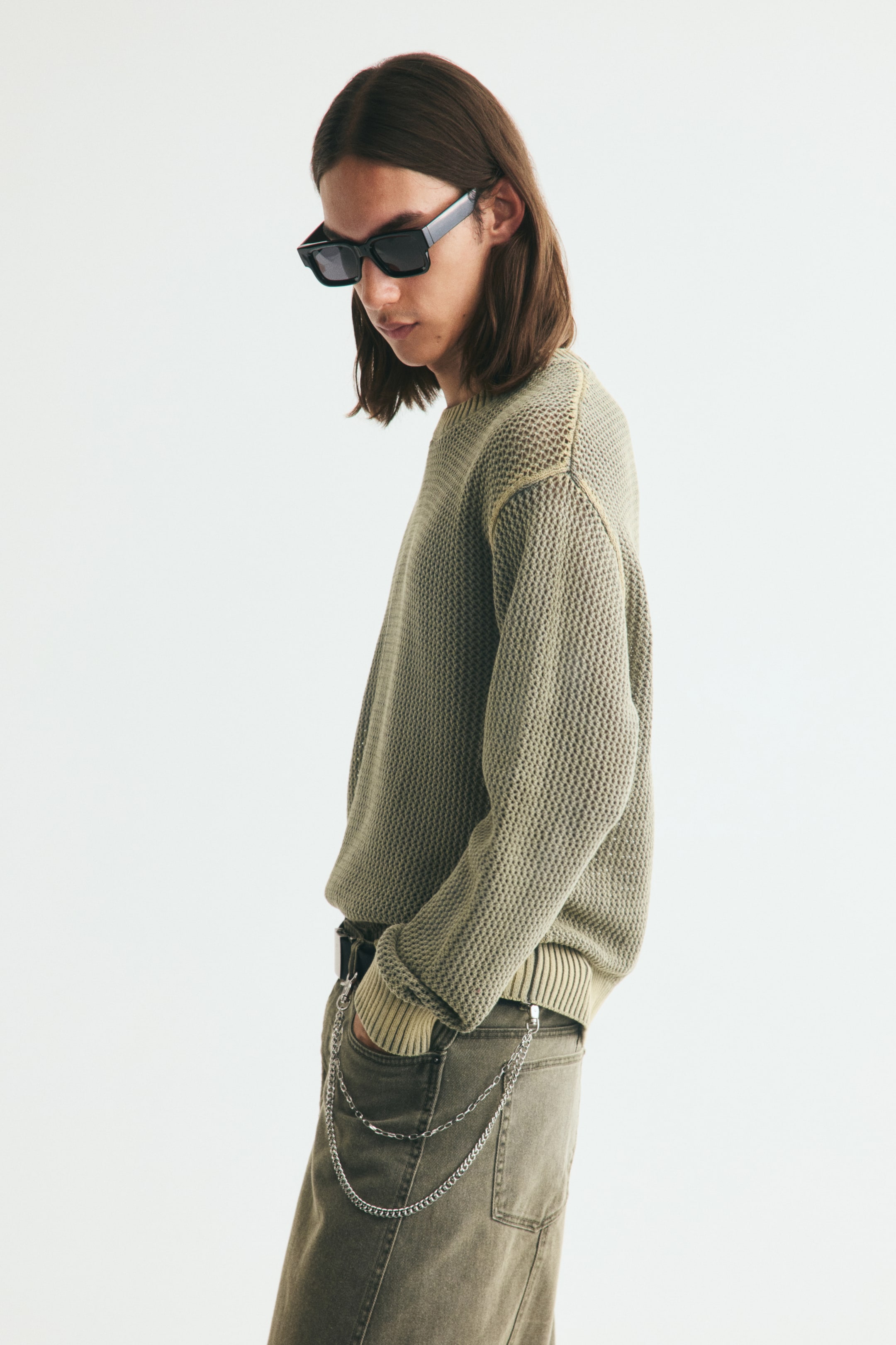 Loose-Fit Open-Knit Cotton Sweater