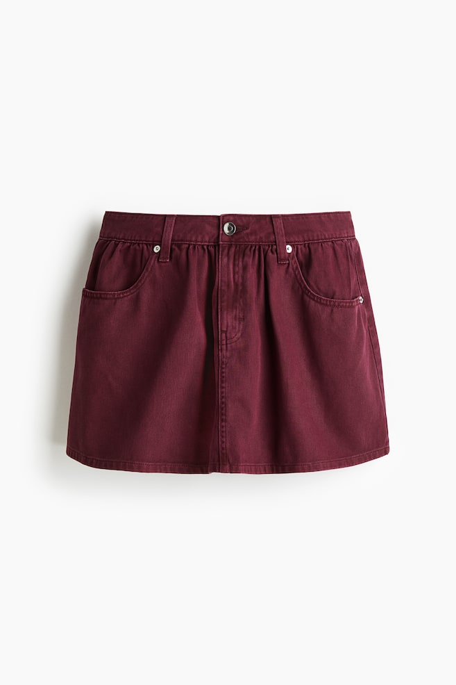 Denim mini skirt - Burgundy/Dark denim grey/Flowers - 1