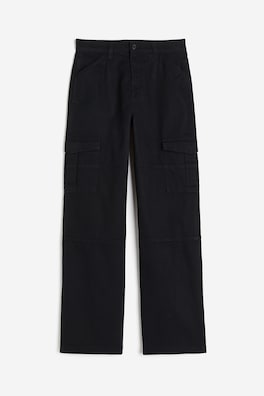 Twill cargo trousers - High waist - Long - Black - Ladies | H&M GB