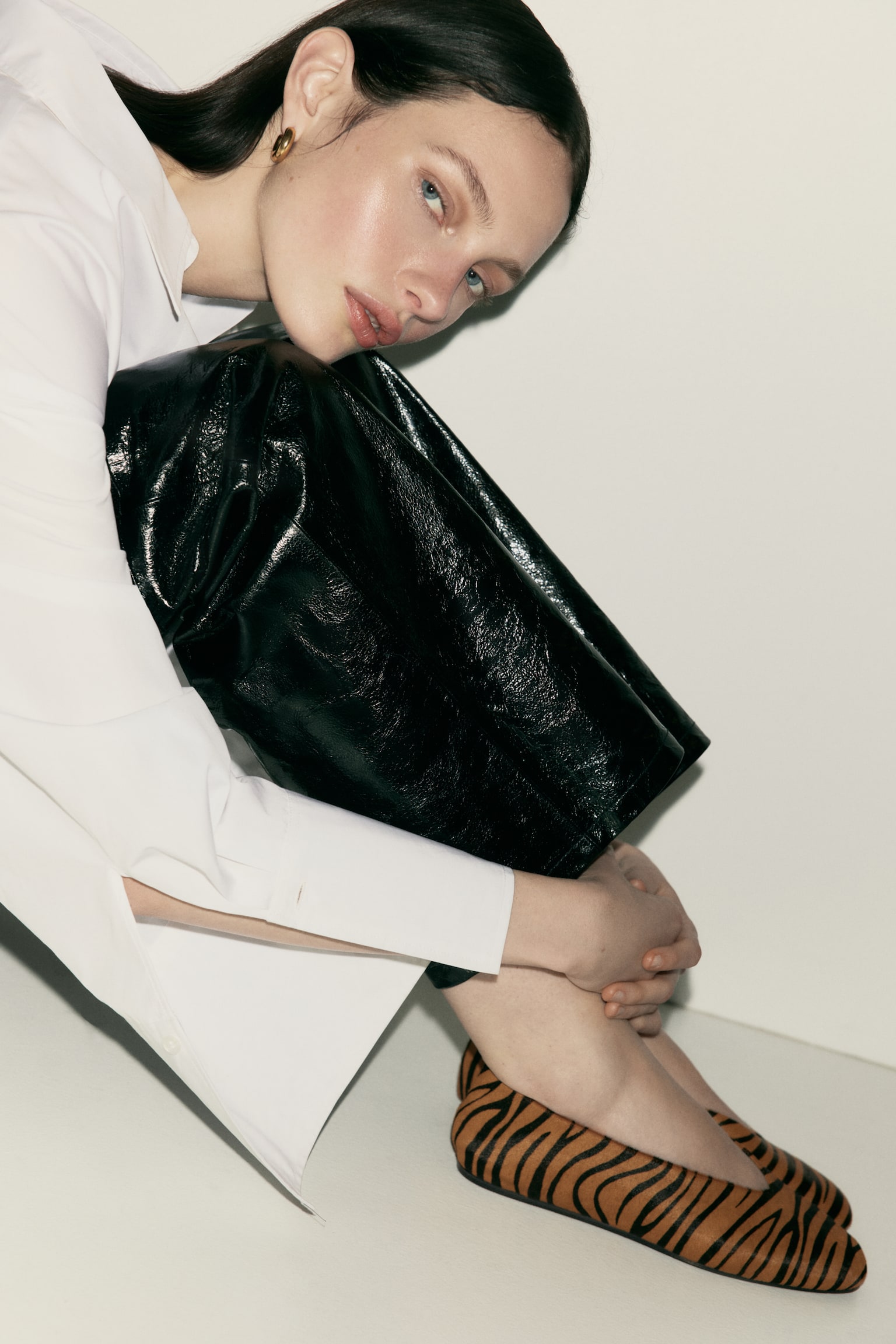 Leather ballet flats - Dark beige/Faux tiger/Dark brown/Faux leopard - 4