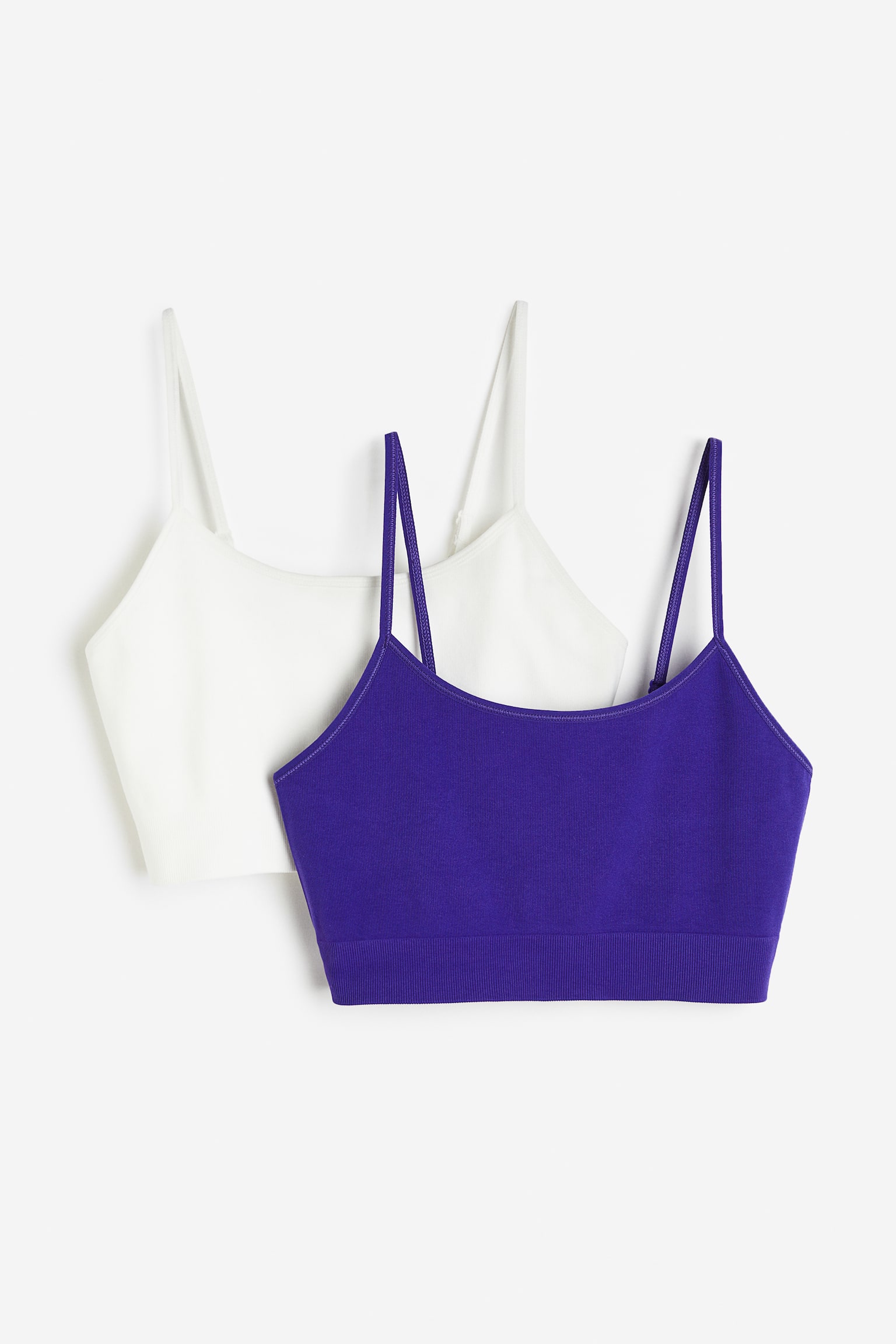 2-pack Seamless Sports Bralettes - Dark purple/White - 1