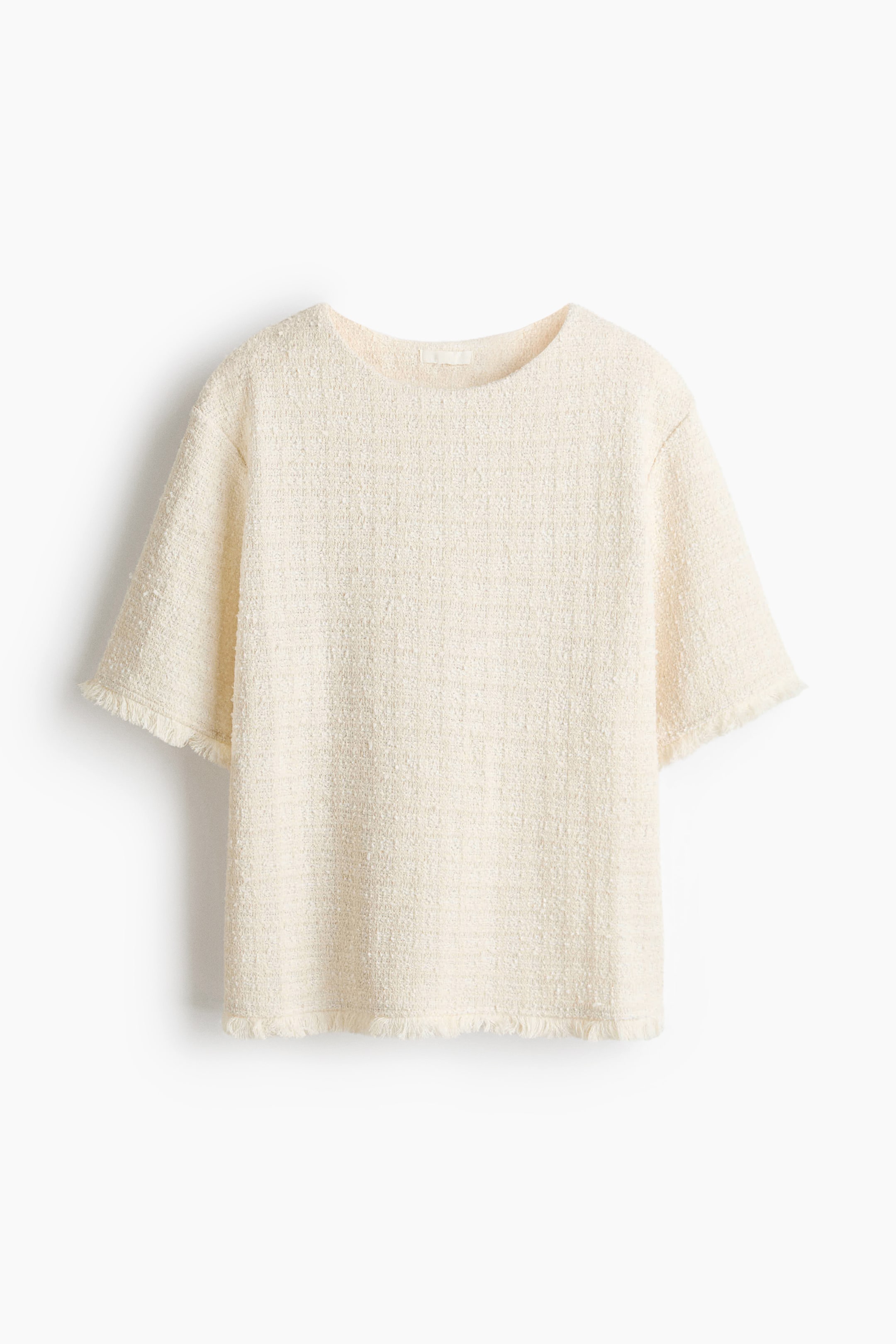 Bouclé-Knit Top with Fringe