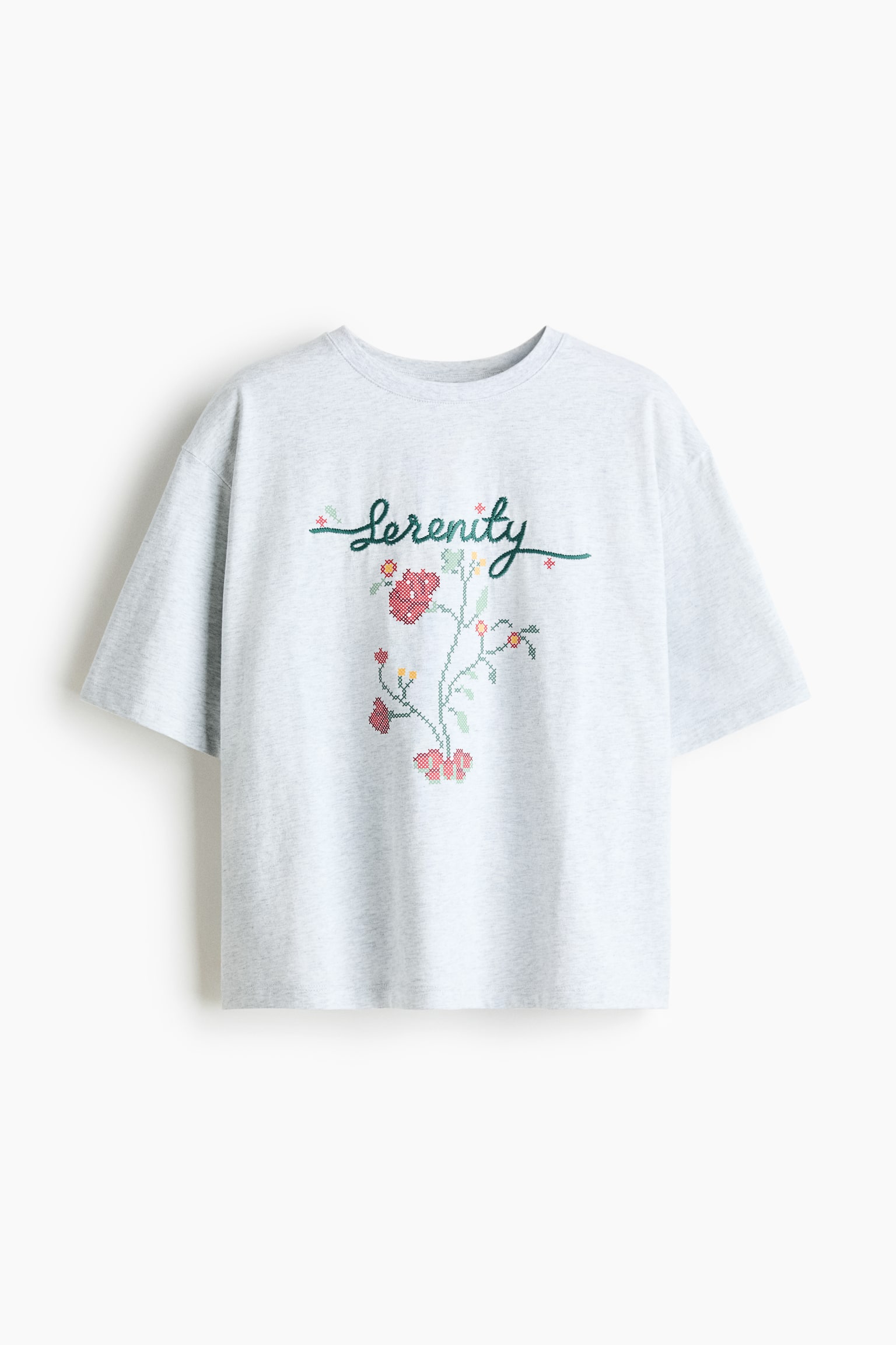 Embellished T-shirt - Light grey marl/Serenity/White/Little Joys - 1