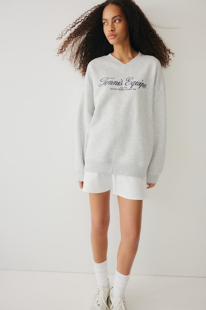 Sweat oversize avec encolure en V - Gris chiné/Tennis Equipe/Gris foncé/Long beach/Vert ancien/A.T.H.L - 4