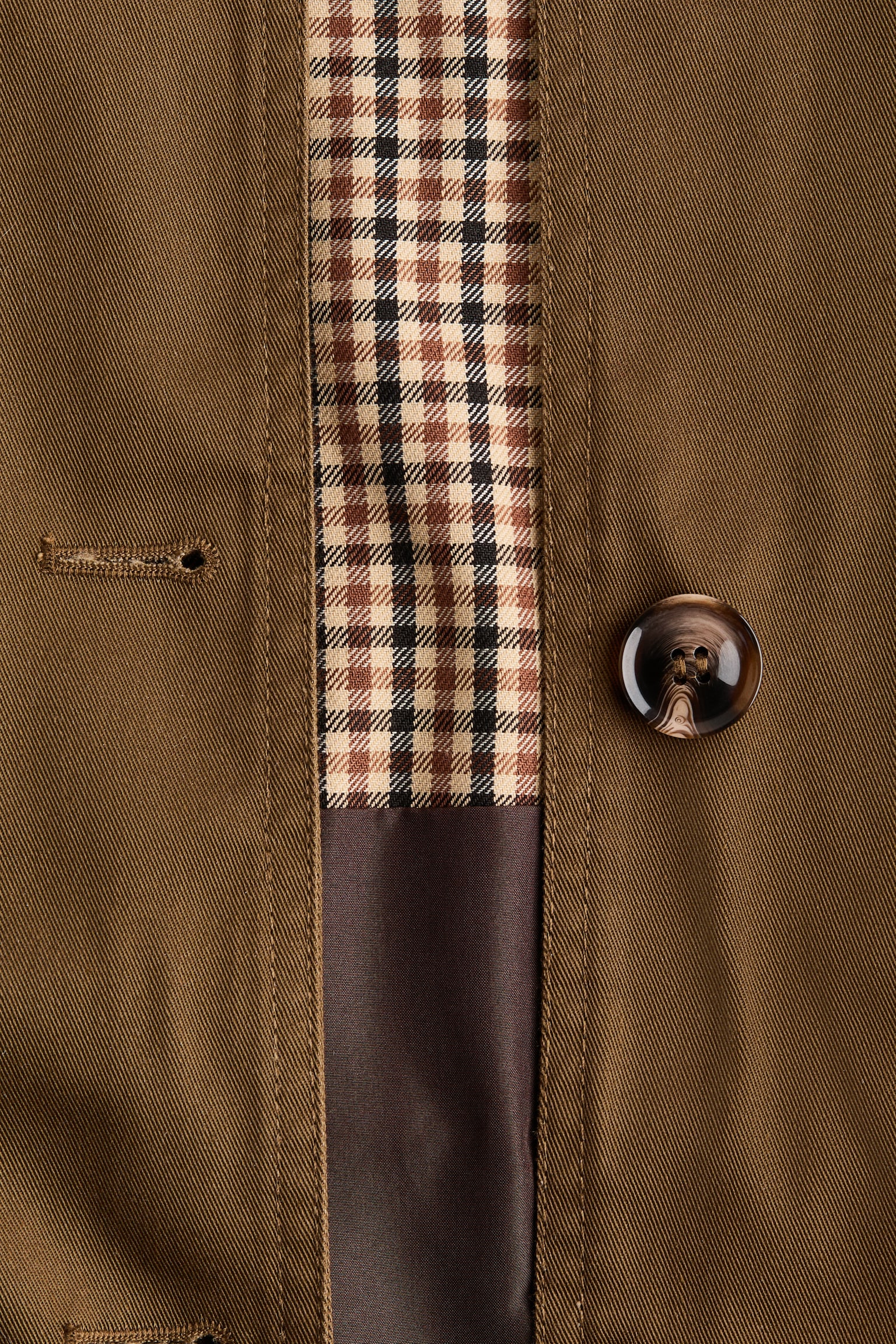Cape-detail twill jacket - Brown/Beige - 5