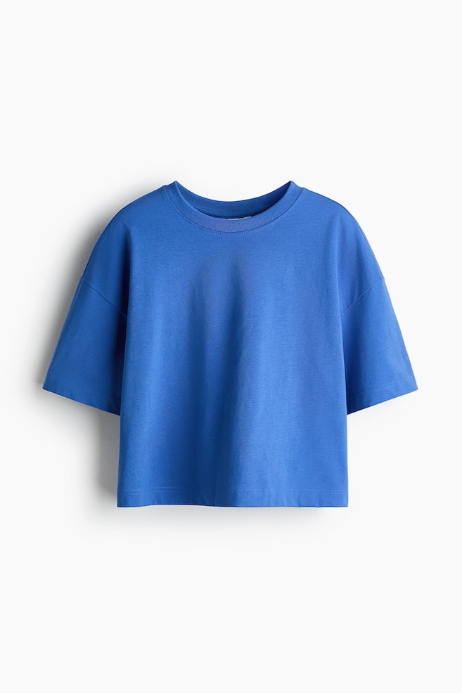 Boxy T-shirt - Bright blue/White/Dark grey - 1