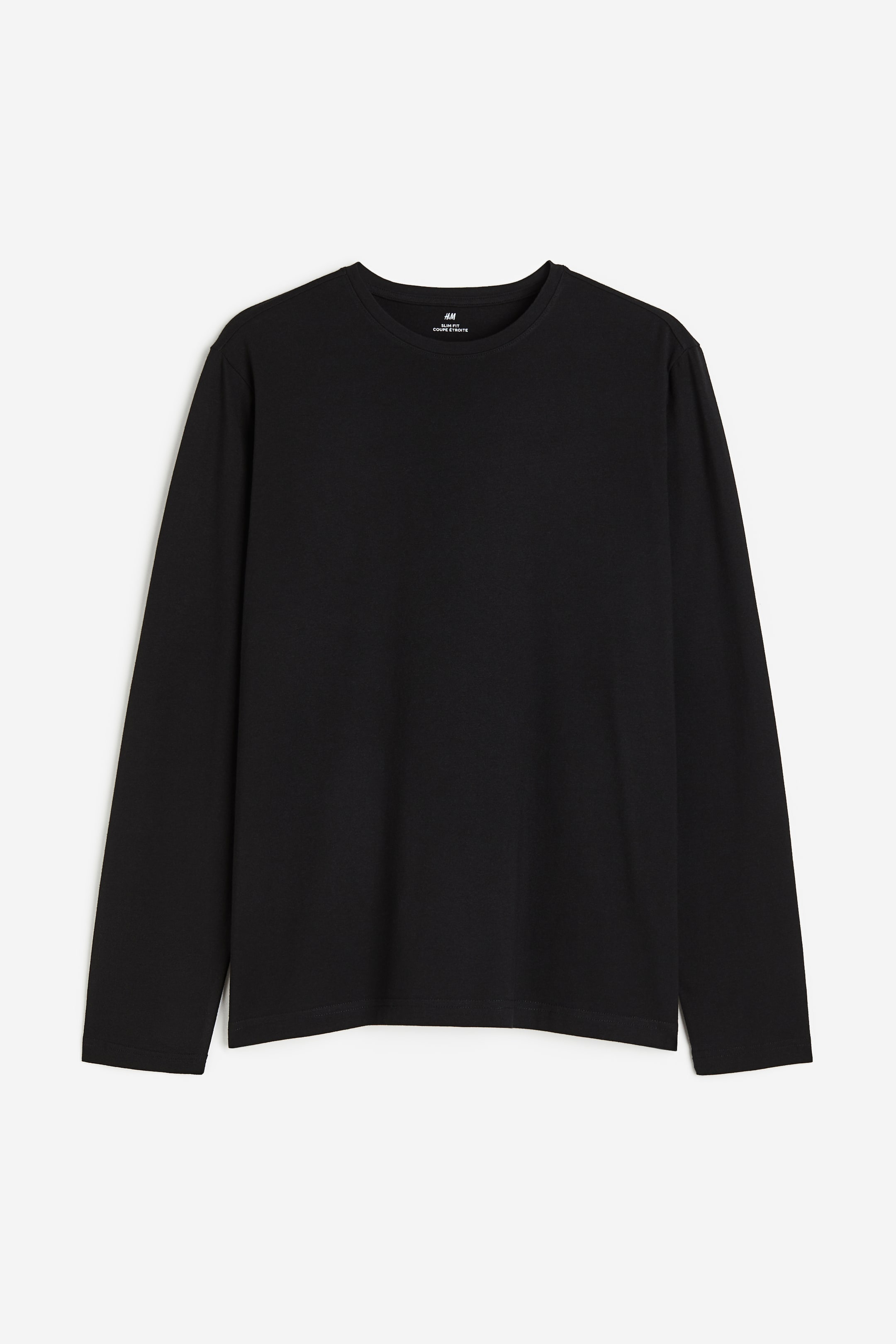 Slim Fit Jersey Shirt - Long sleeve - Regular length - Black - Men | H&M US