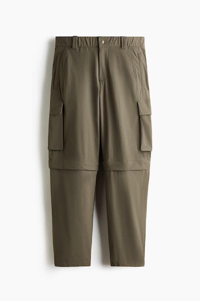 Barrel leg zip-off trousers - Khaki green/Black - 1