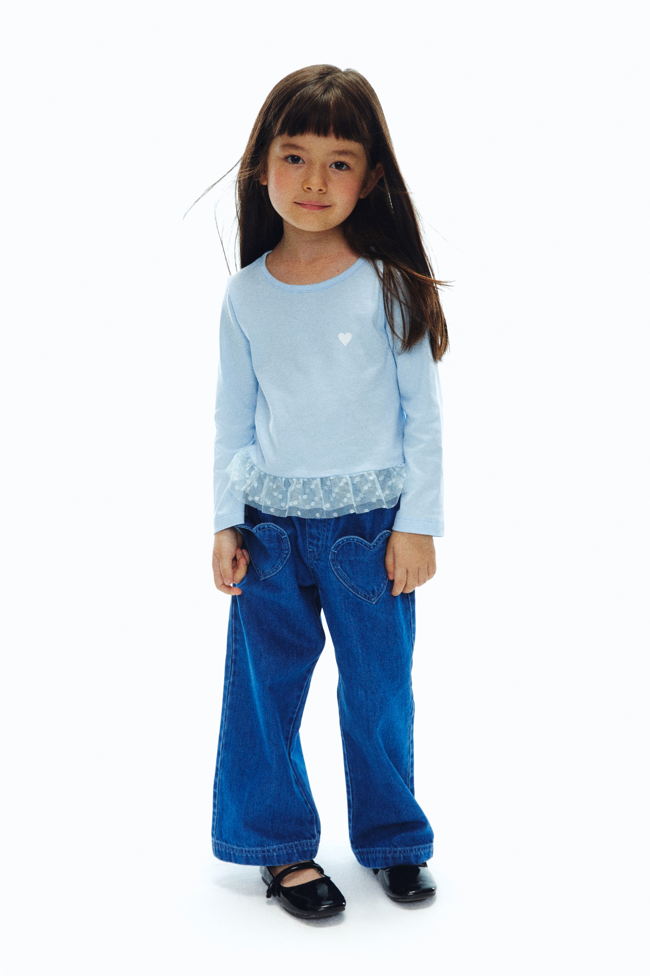 拡大画像を表示: ワイドレッグデニムパンツ - デニムブルー - Kids | H&M JP 1