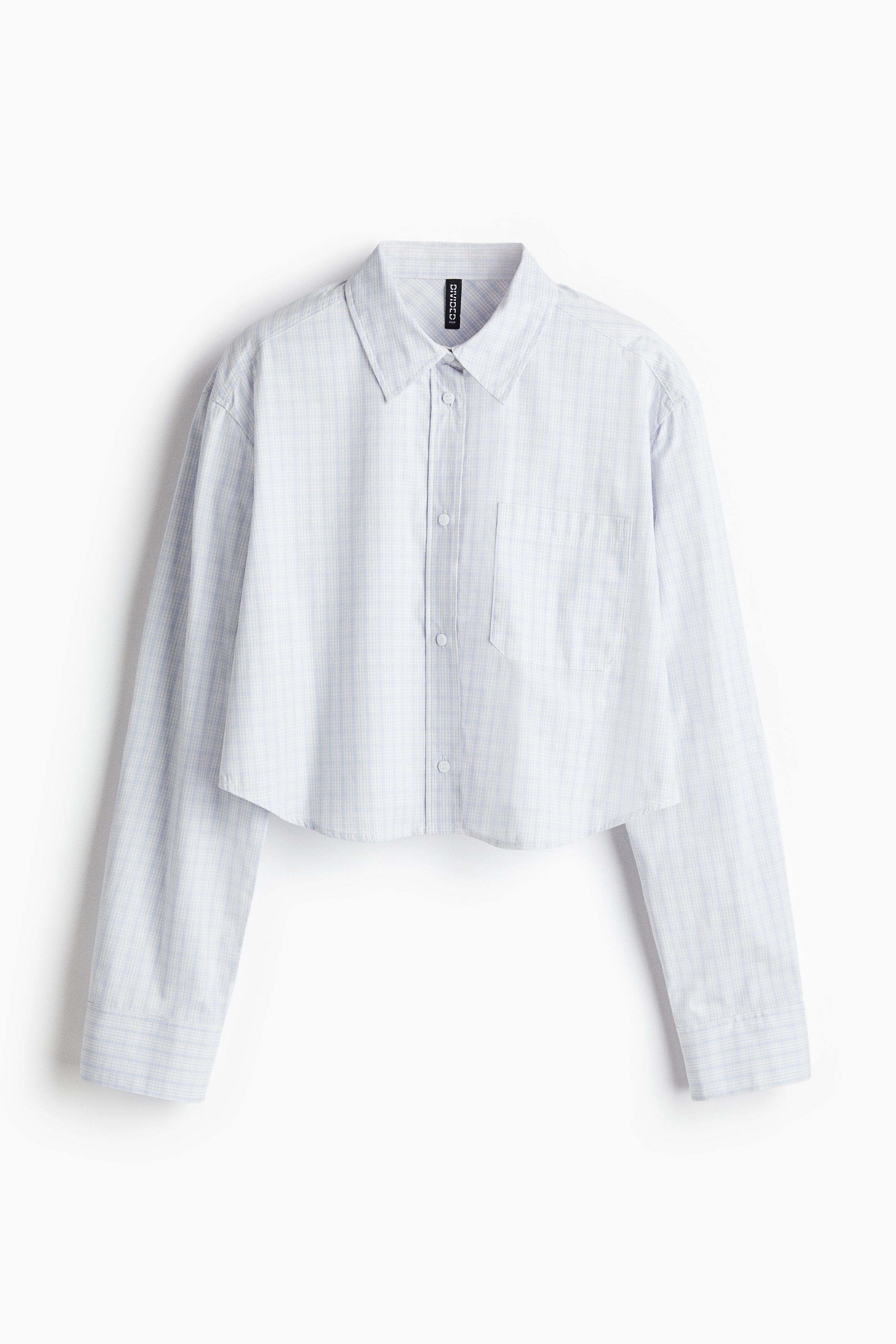 Cropped cotton shirt - Light blue/Checked/Light blue/Checked/Light blue/White/Blue/Striped