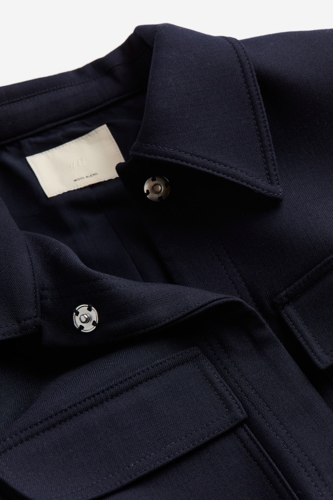 Wool-blend utility jacket - Navy blue - 3