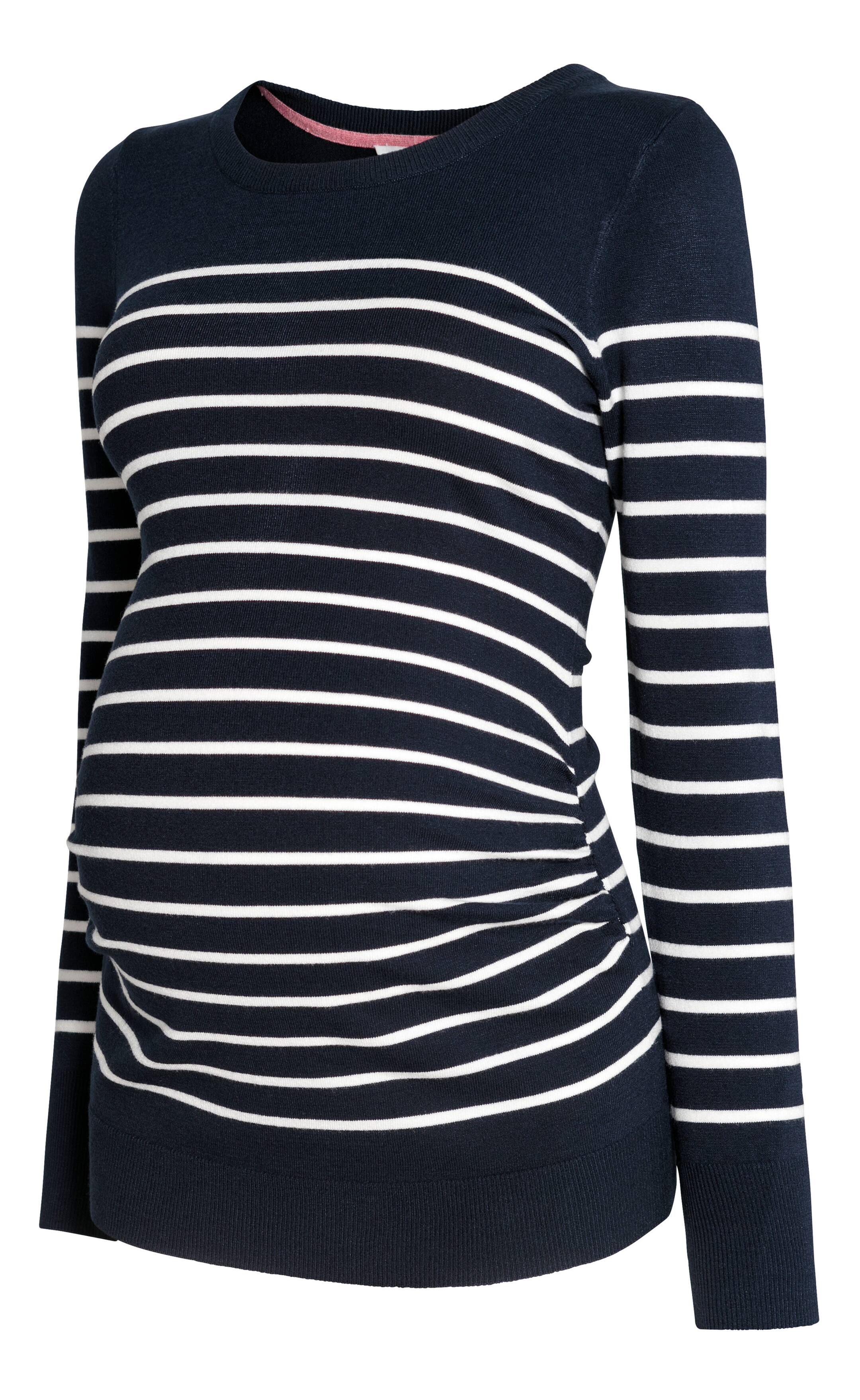 Grotere afbeelding bekijken: MAMA Fijngebreide trui - Donkerblauw/gestreept - DAMES | H&M NL 1