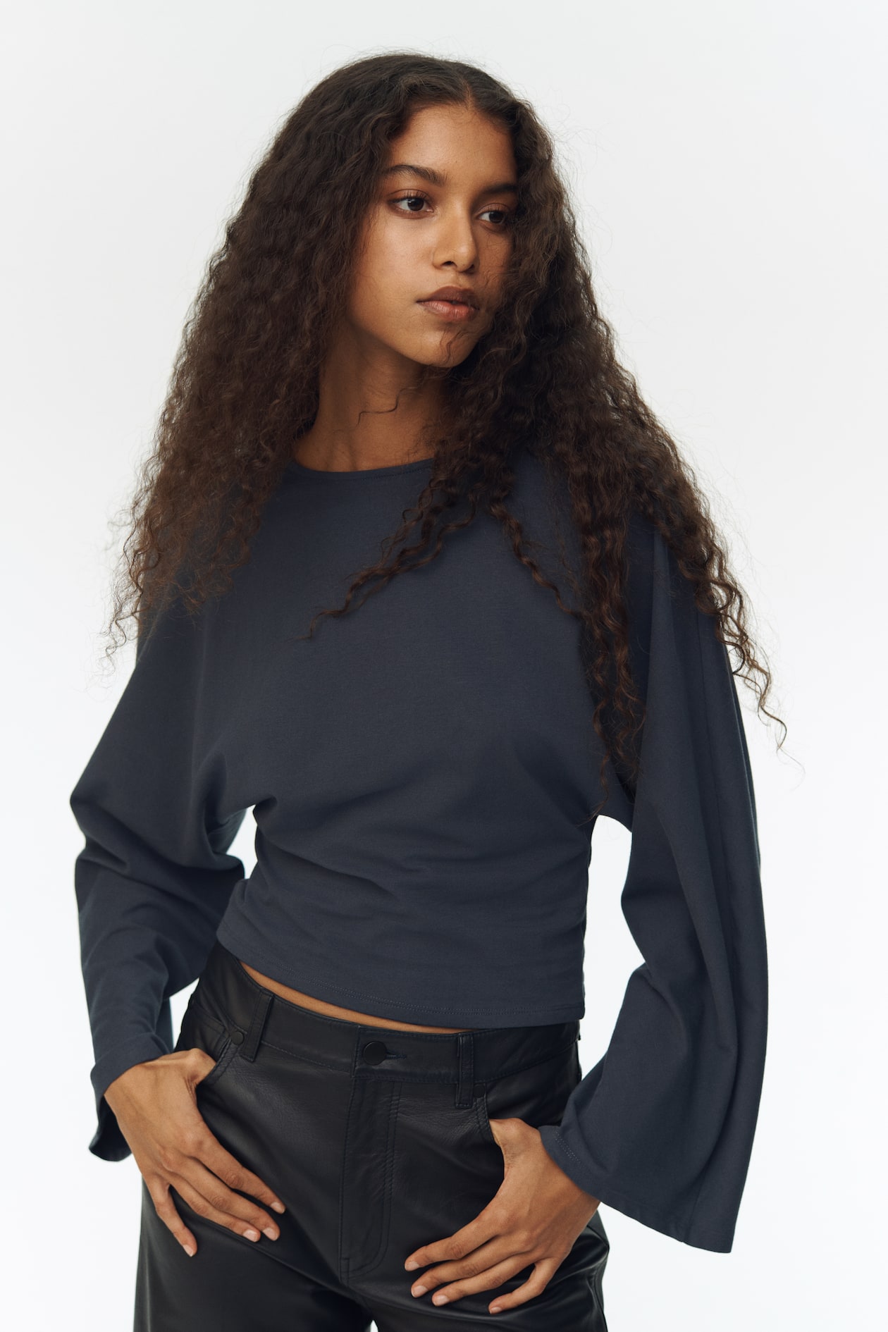 Batwing-Sleeved Jersey Top - image 3