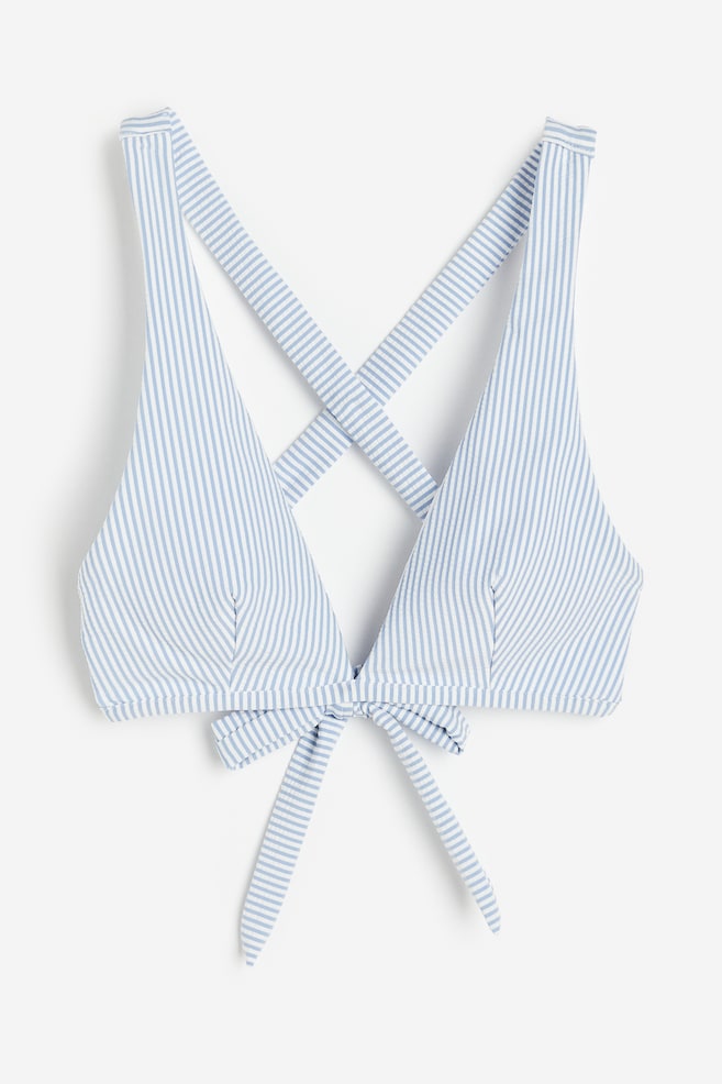 Haut de maillot paddé - Blanc/rayures bleues - 1
