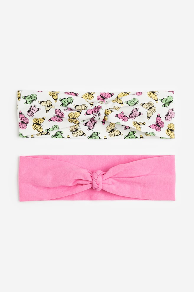 2-pack Braid-detail Headbands - Pink/butterflies - 1