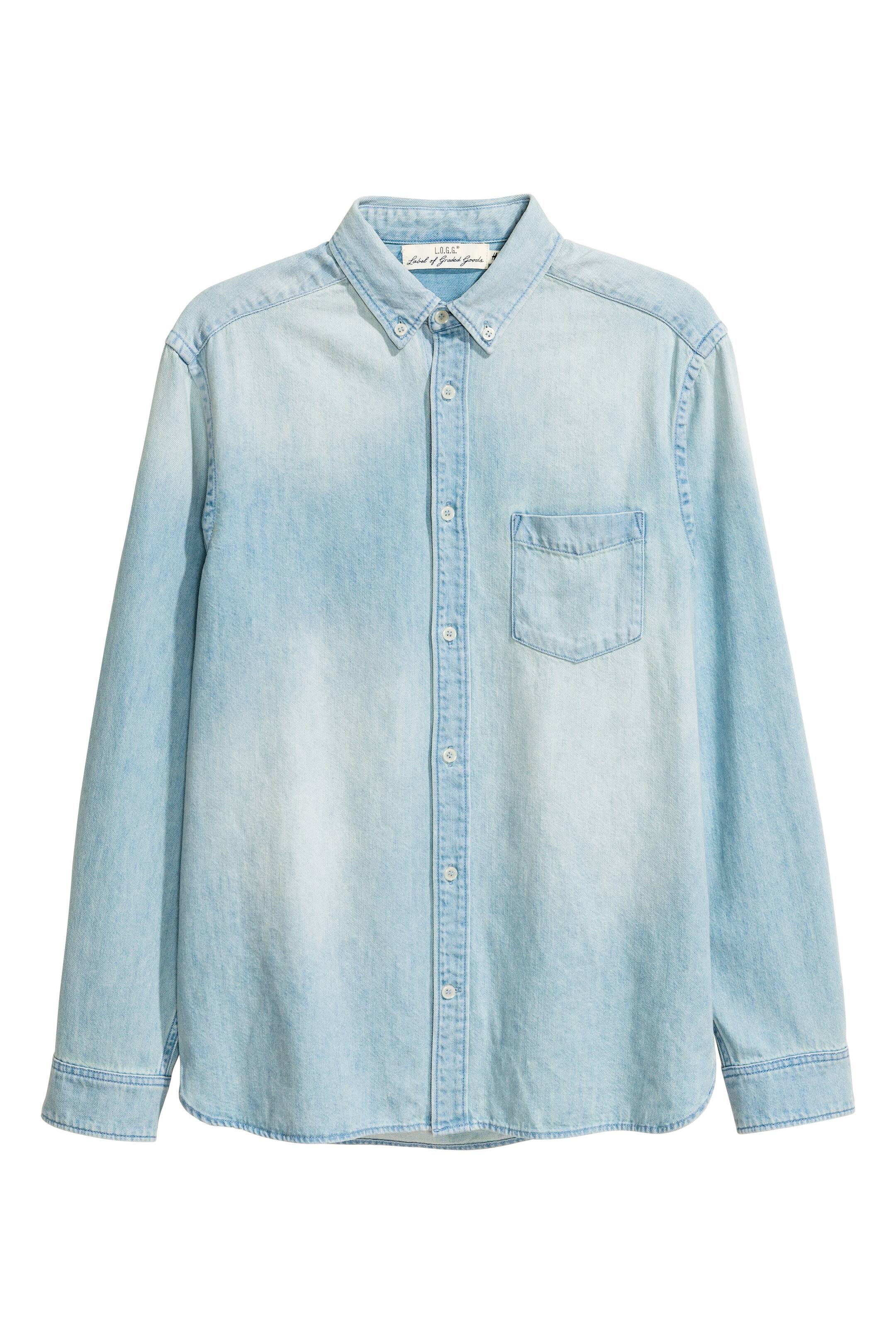View larger image: Denim shirt - Light denim blue - Men | H&M GB 1