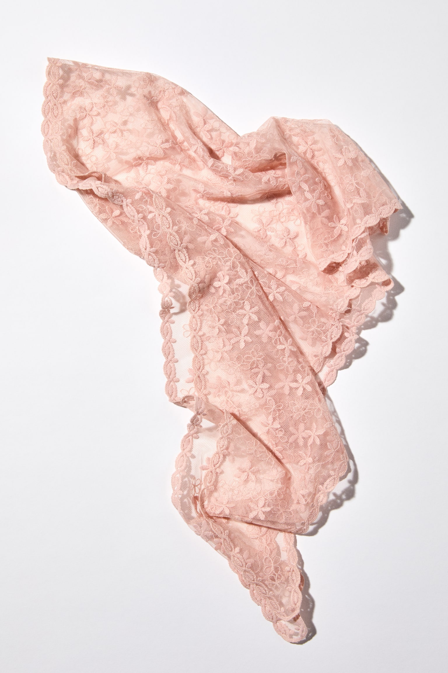 Embroidered mesh hip scarf - Light pink/Blue/Light beige - 1