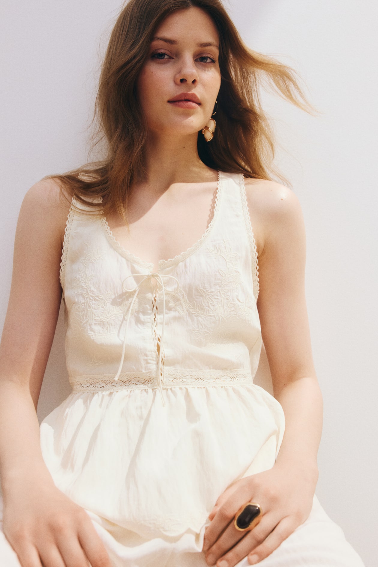 Lace-Up Peplum Top - image 4